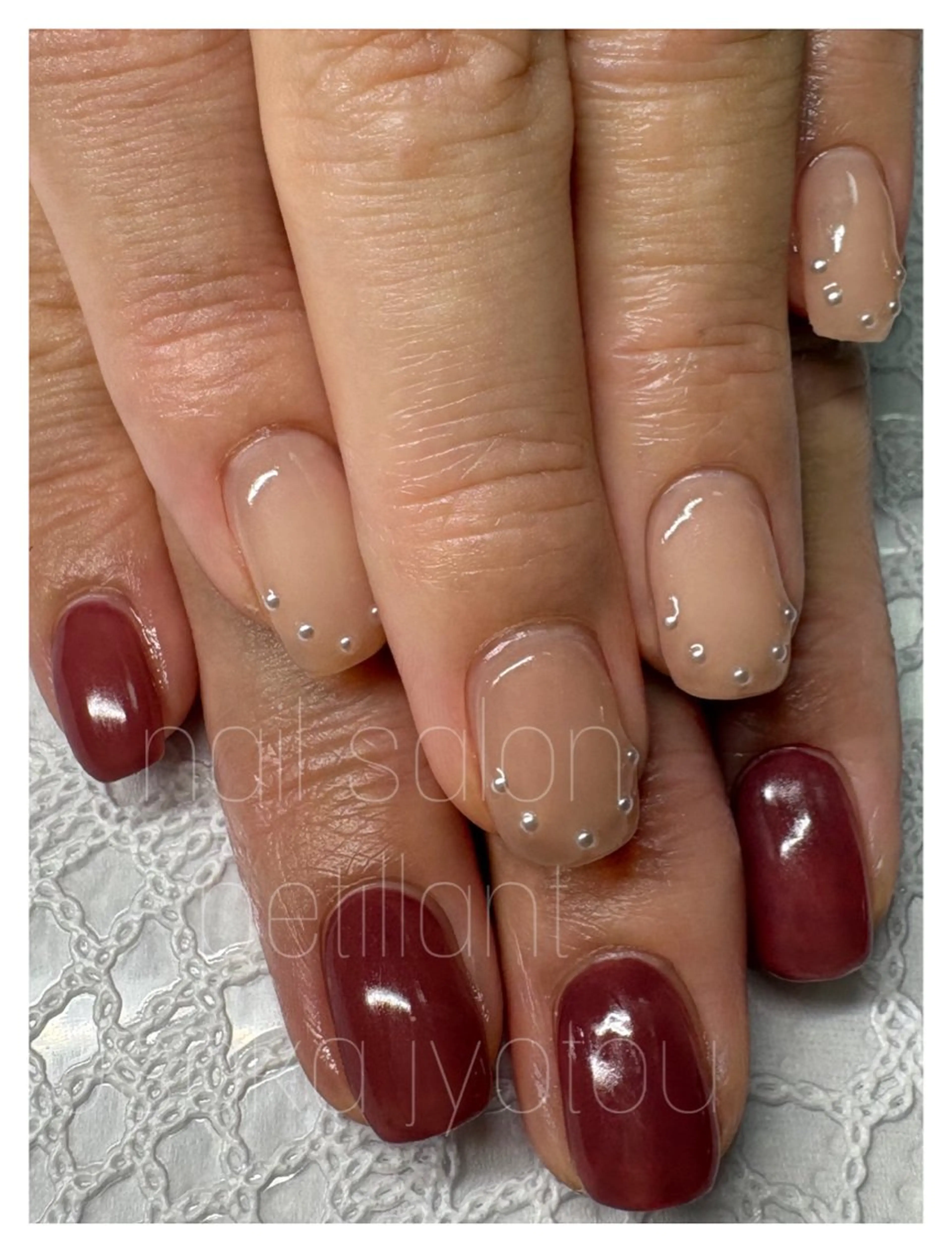 ネイル ボルドー 持ち込み ハンドネイル ハンドケア petillant所属・nail salon petillantのネイルデザイン