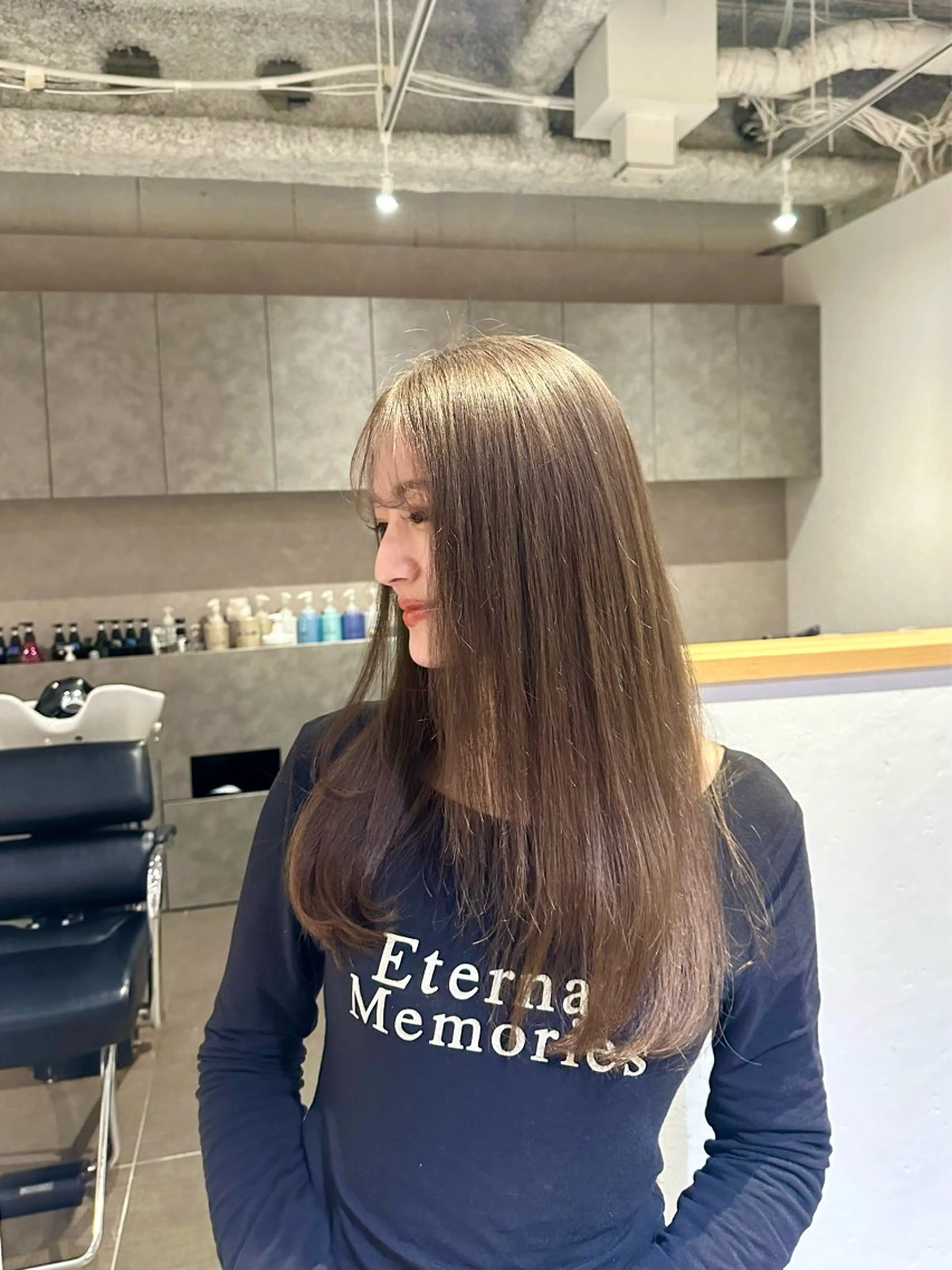 ロング カラー ベージュカラー ミルクティーベージュ CAF所属・渚音 nanoのヘアスタイル