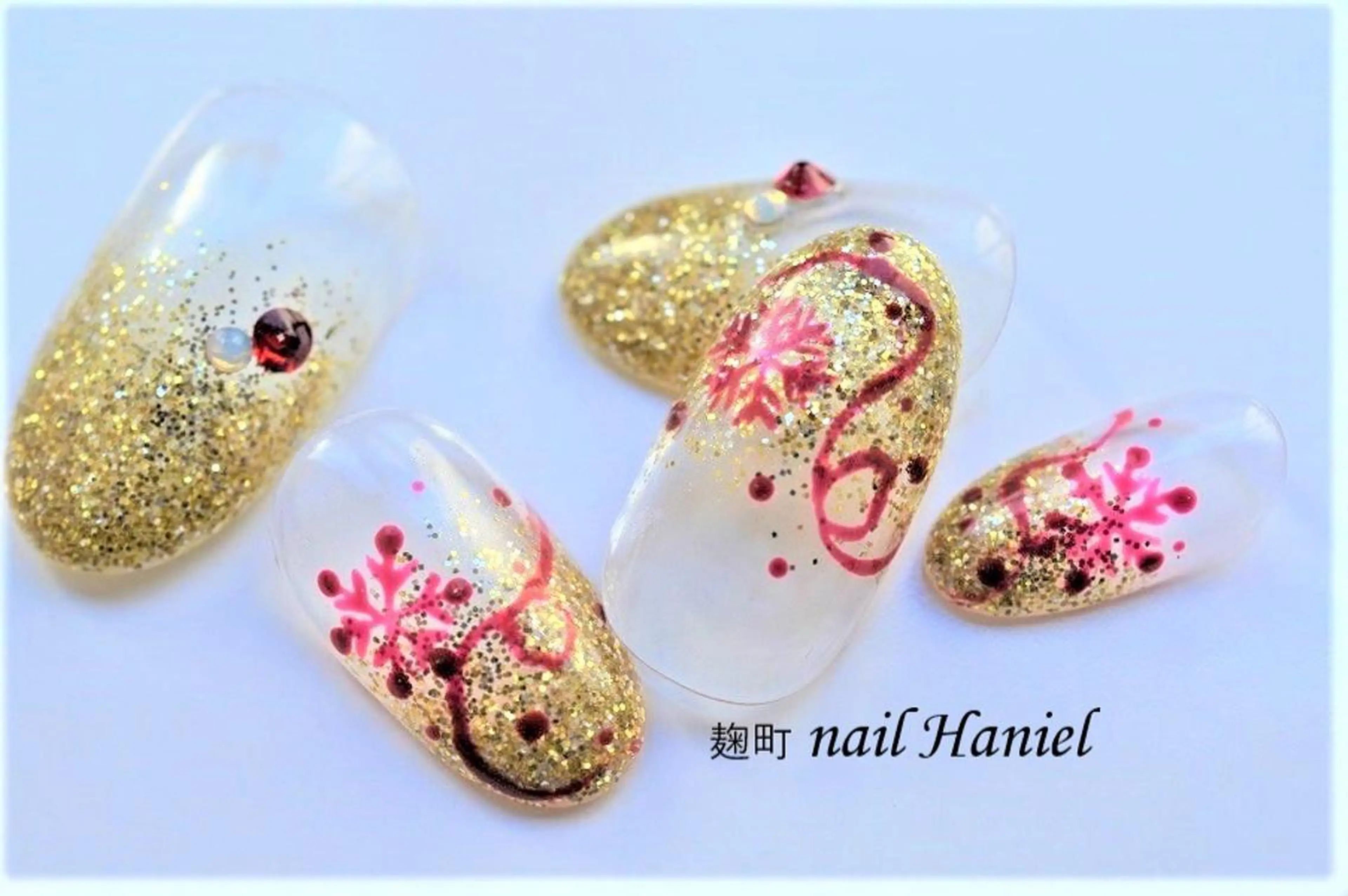 ネイル アートネイル ジェルネイル パラジェル 冬ネイル クリスマス nail Haniel所属・半蔵門サロンハニエル 魅神 ちよのネイルデザイン