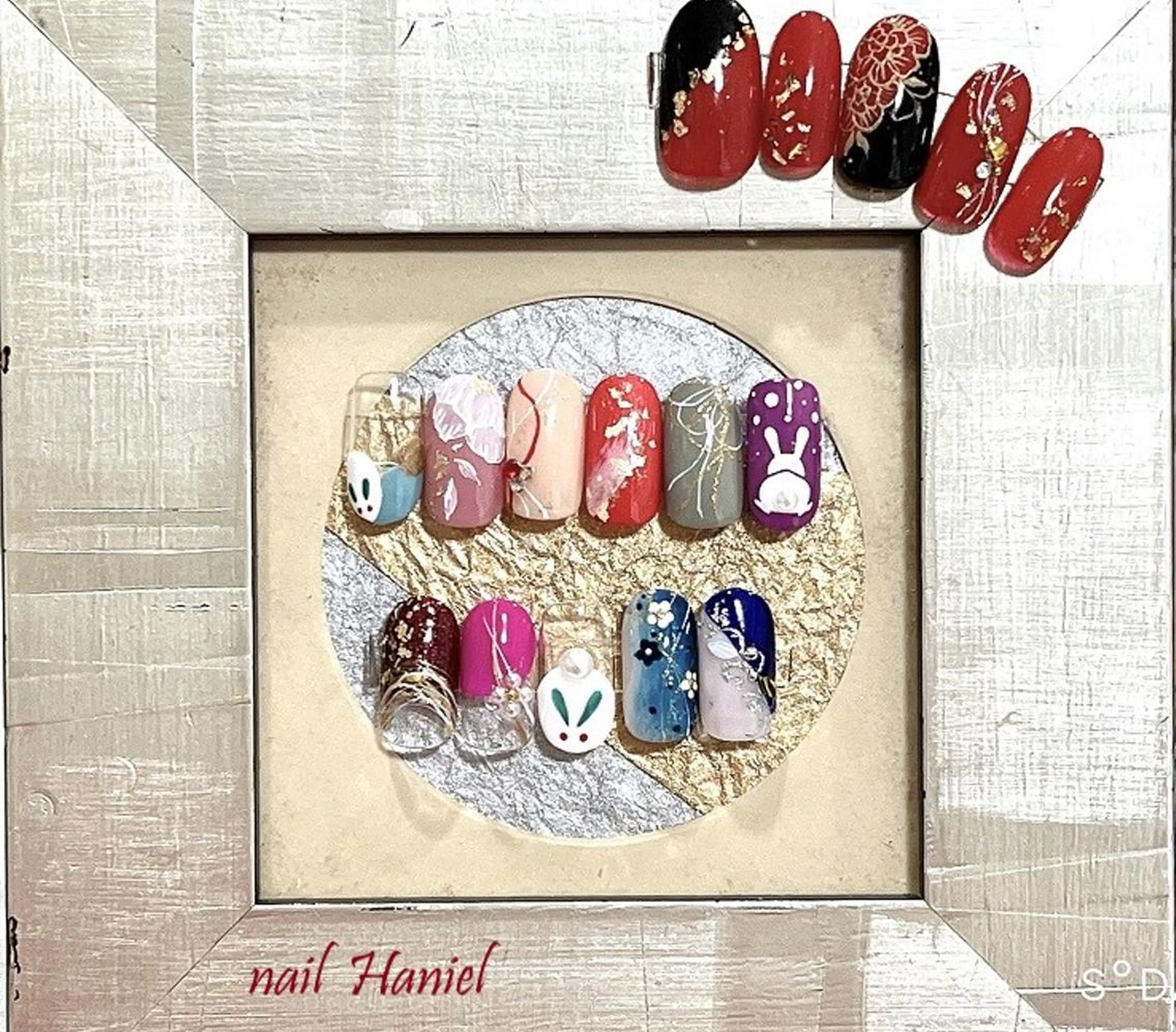 ネイル マツエク・マツパ 成人式 パリジェンヌラッシュリフト 一重×まつ毛パーマ アートネイル 成人式 nail Haniel所属・半蔵門サロンハニエル 魅神 ちよのネイルデザイン