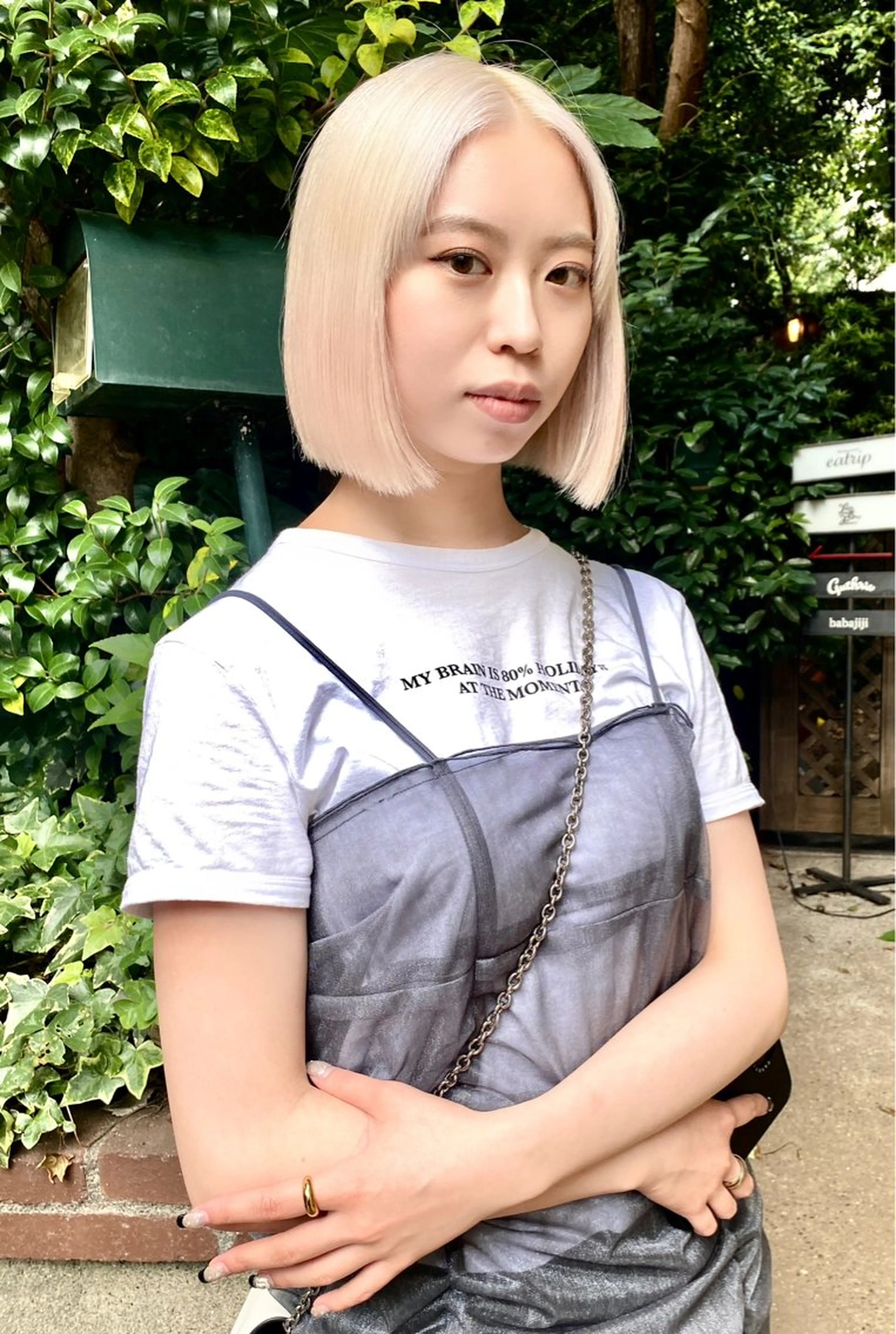 ミディアム 切りっぱなしボブ ボブ ヘアカラー ハイトーン/デザイン hirokiのヘアスタイル