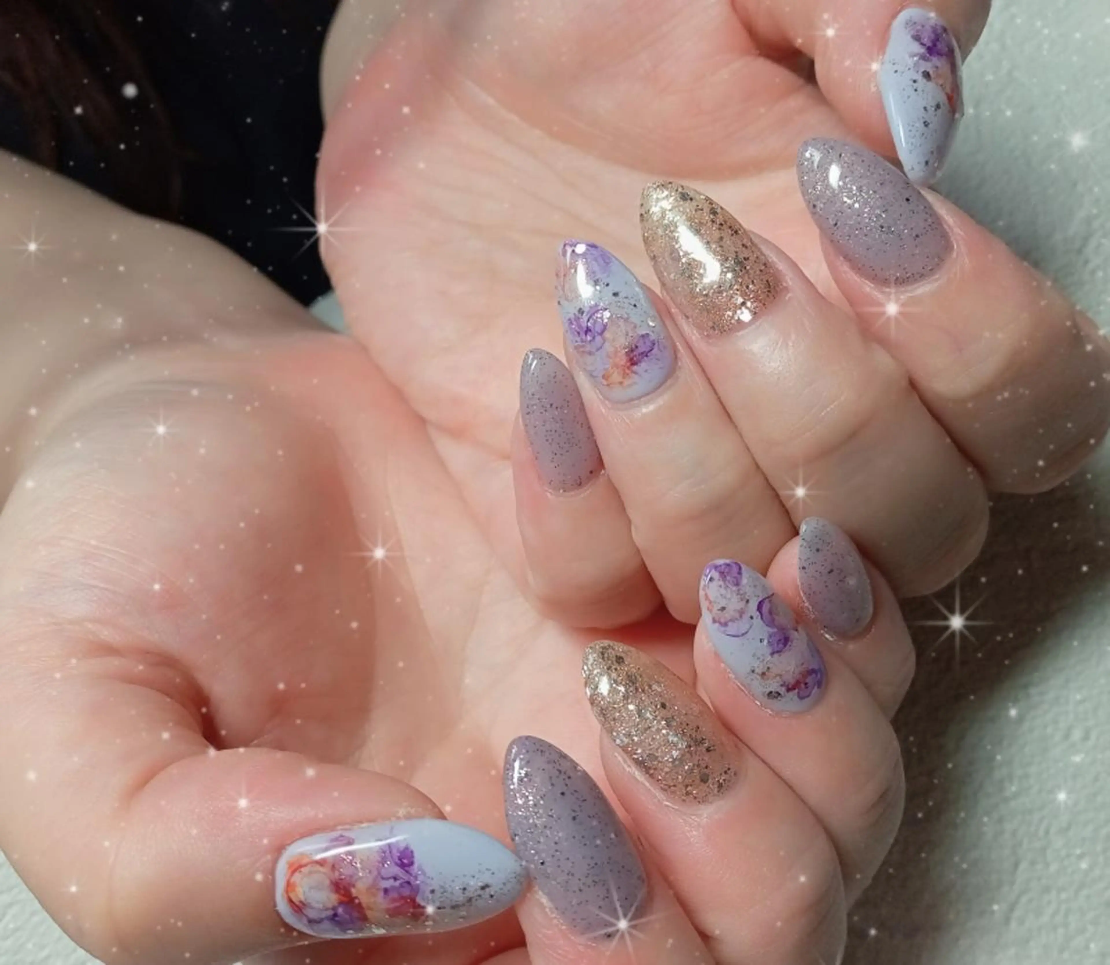 ネイル フラワーネイル フレンチネイル キラキラネイル 韓国ネイル マグネットネイル ハンドネイル flure de neige yukiのネイルデザイン