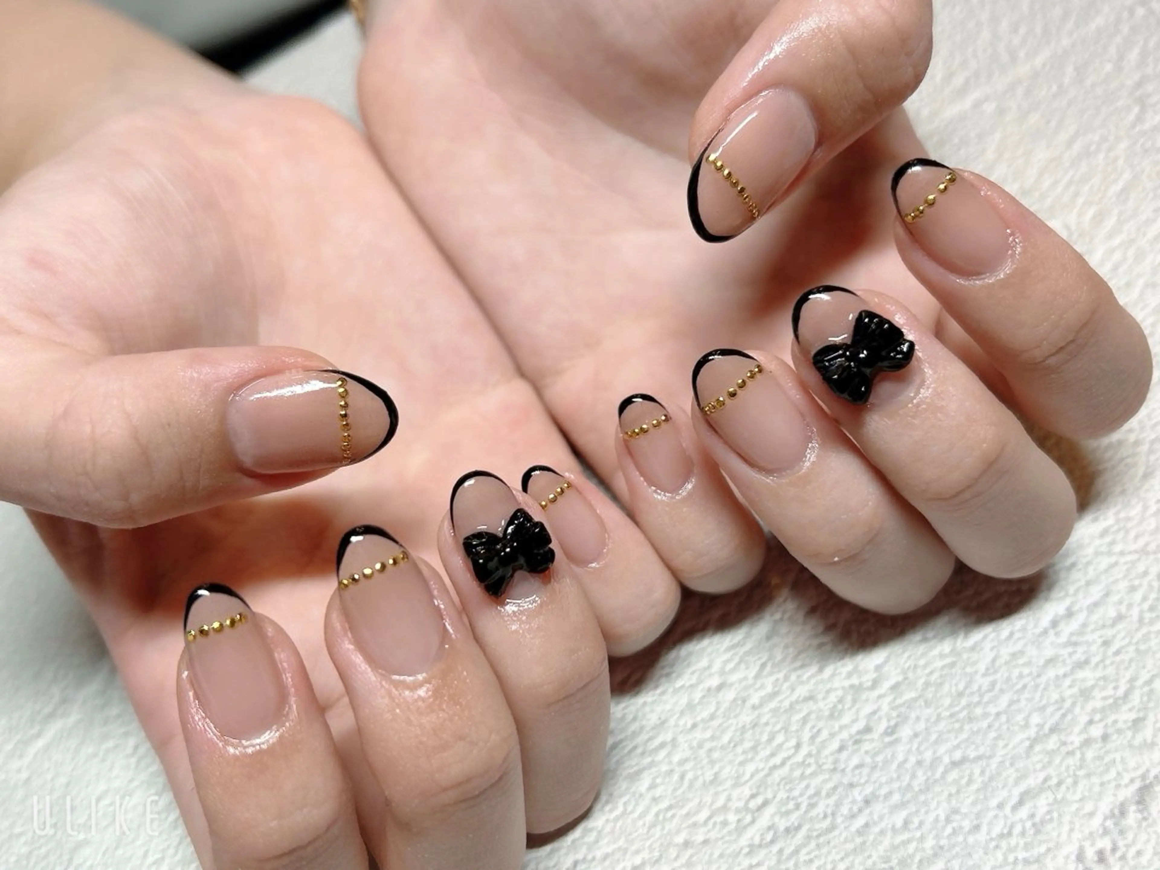 ネイル フレンチネイル ピンク リボン ワンホンネイル takamin._.nail所属・t. takamiのネイルデザイン