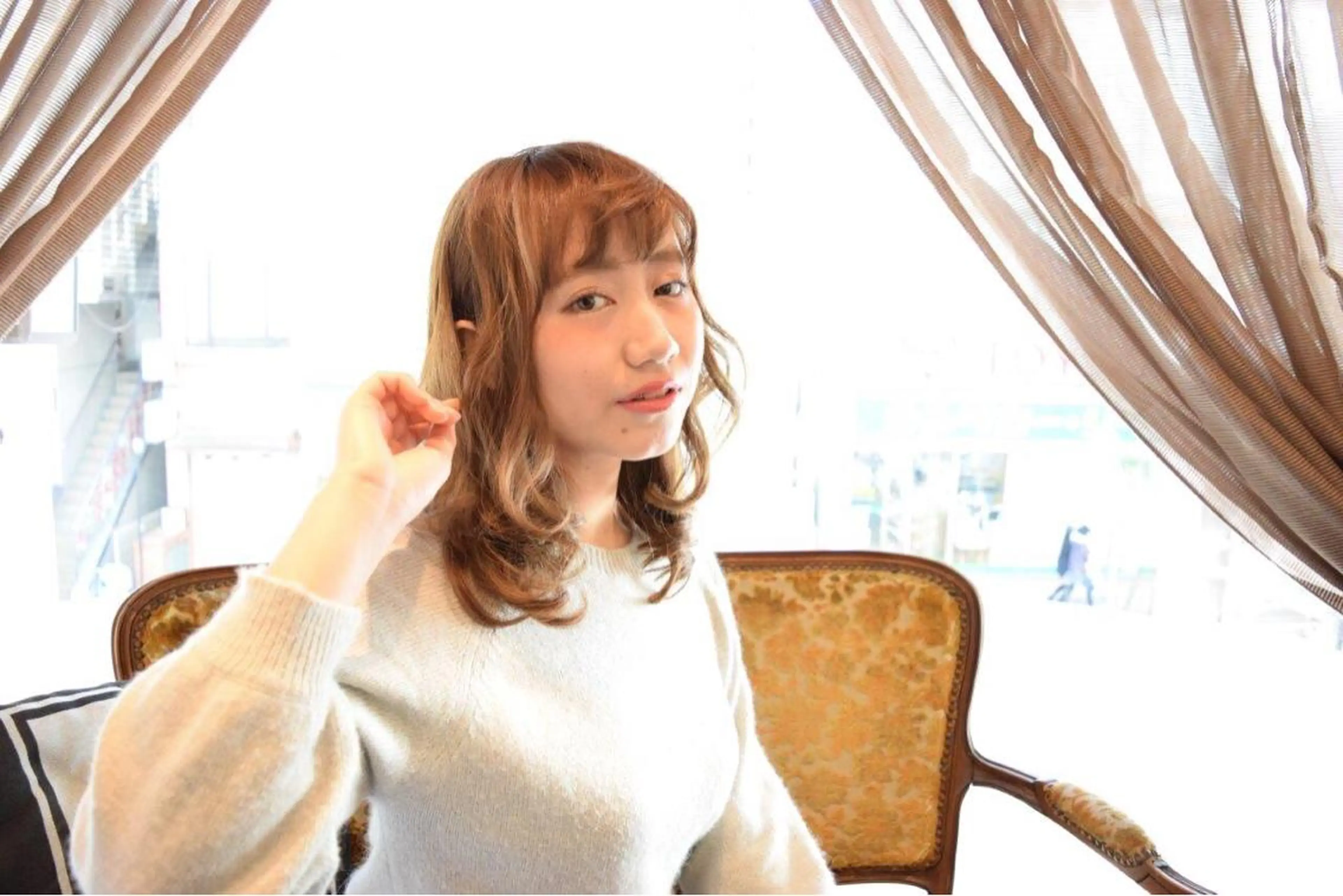 ミディアム セミロング ロング カラー パーマ 高橋 隆一のヘアスタイル