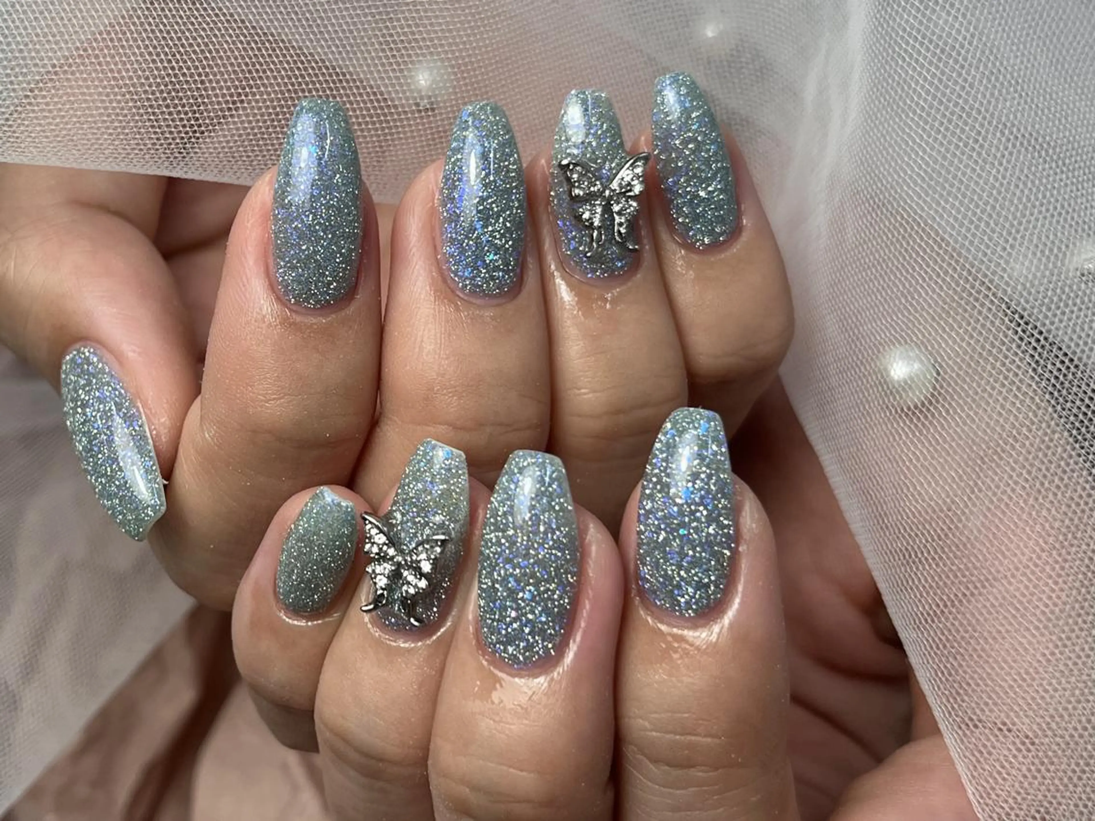 ネイル グリーン ラメ(グリッター) ハンドネイル ToliyDeliy Nail Salonのネイルデザイン