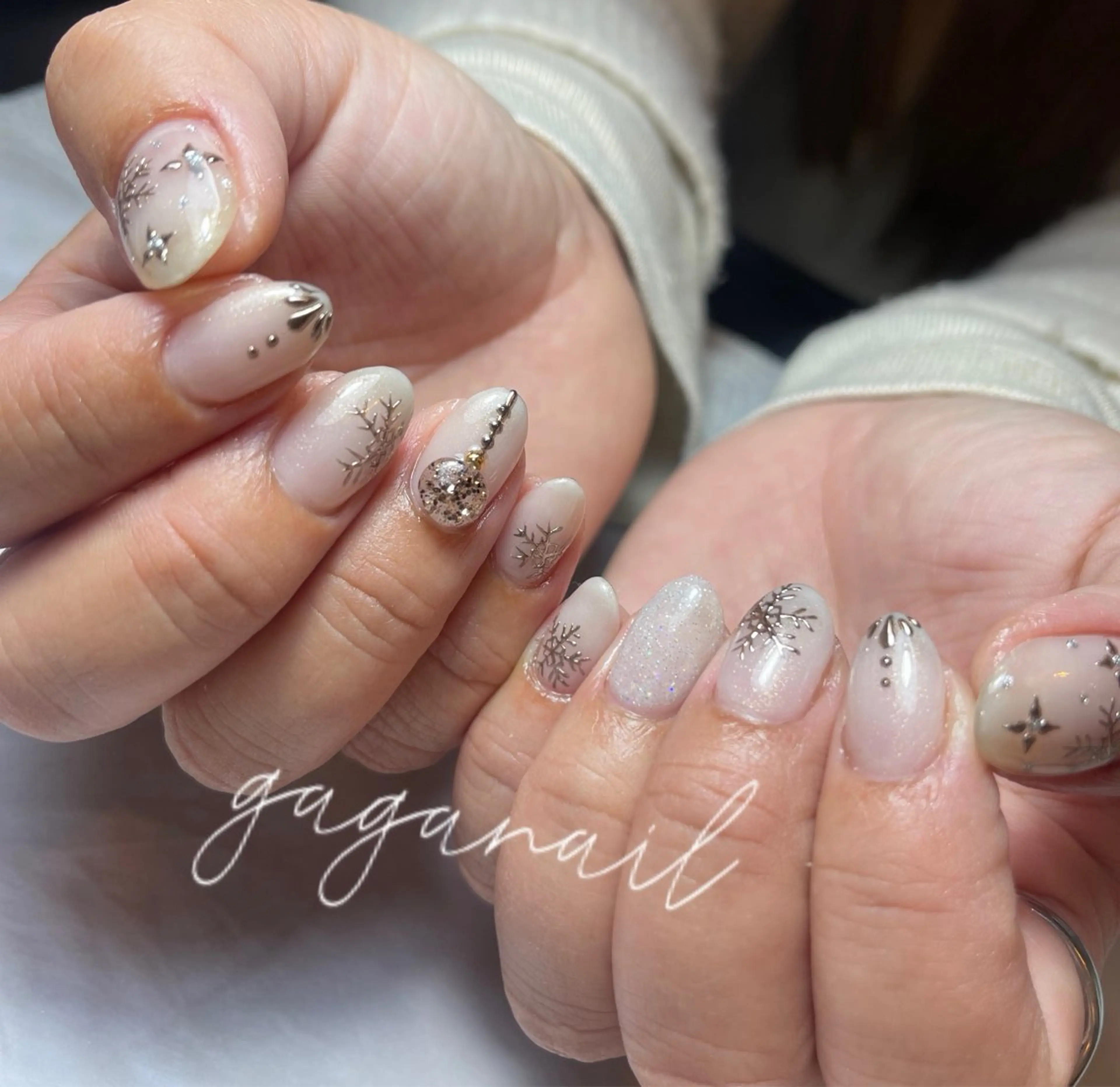 ネイル おそろいネイル 冬ネイル nailsalon gagaのネイルデザイン