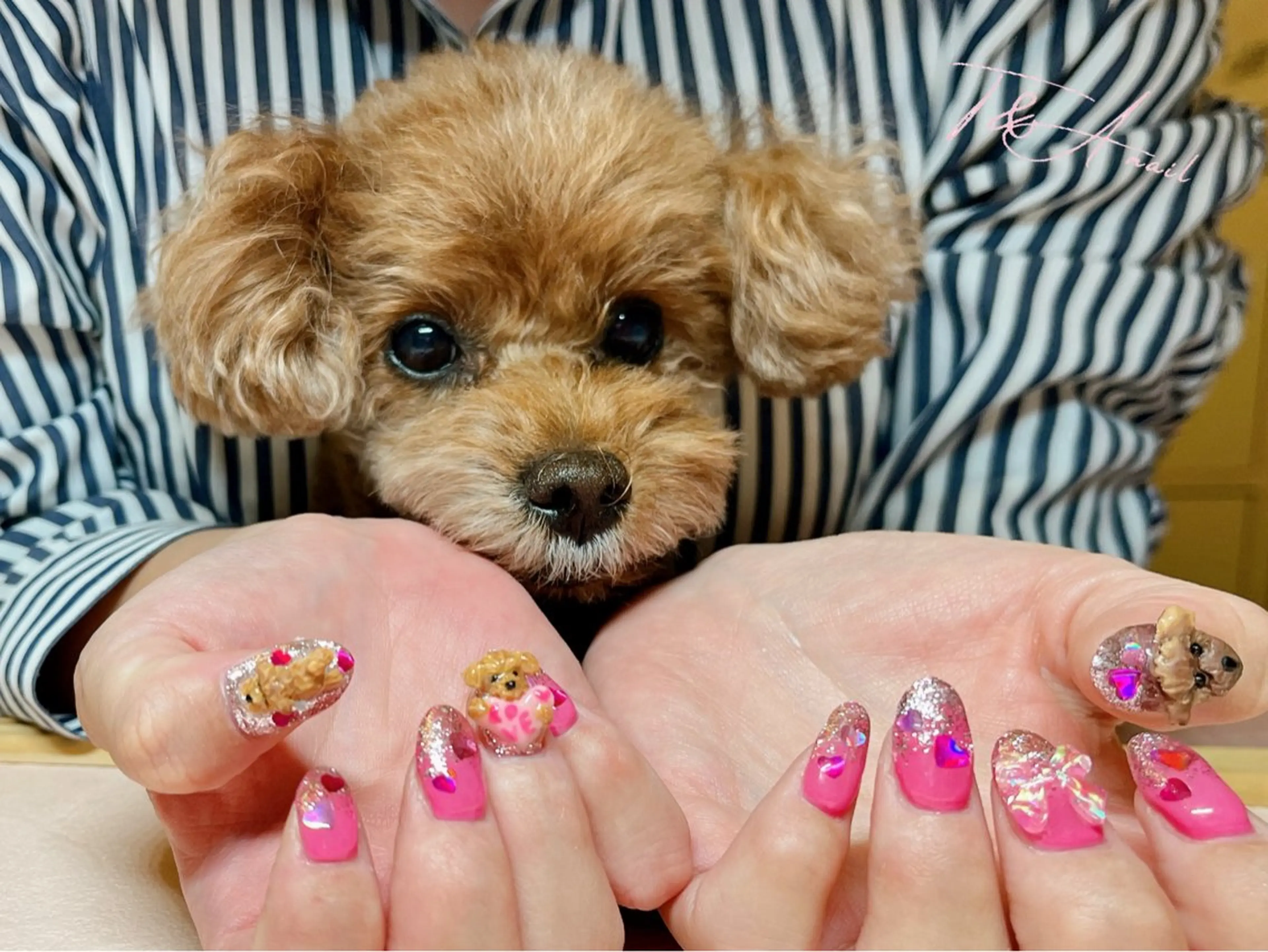 ネイル 長さ出し ジェルネイル ハート ピンク リボン ハンドネイル T&A nailのネイルデザイン