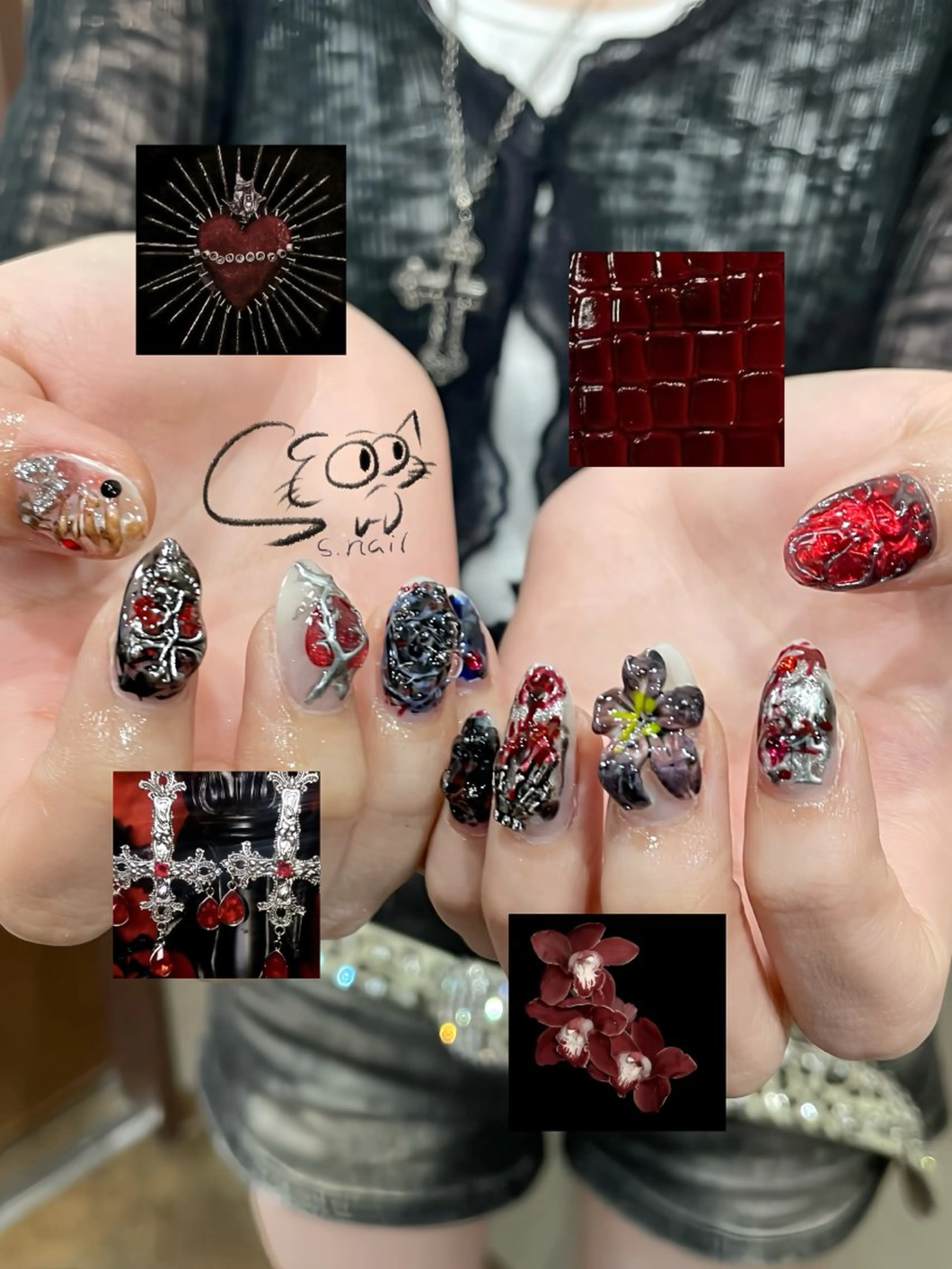 ネイル フレンチネイル ジェルネイル キラキラネイル ラメ(グリッター) マグネットネイル ハンドネイル S.nail所属・S.nail _のネイルデザイン