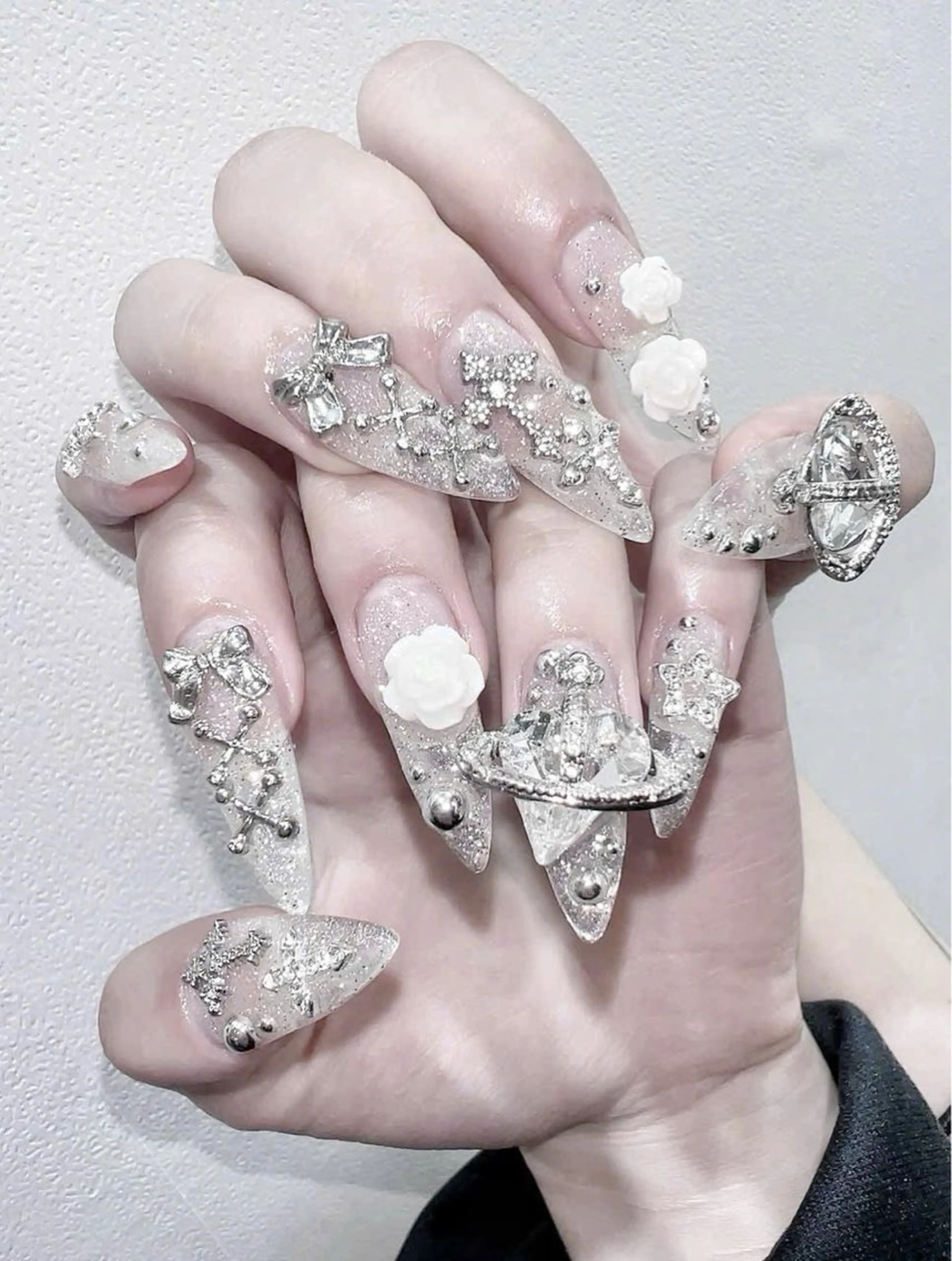 ネイル フレンチネイル キラキラネイル マグネットネイル ミラーネイル ニュアンスネイル ハンドネイル Lina所属・MeiMei Nail モデル募集のネイルデザイン