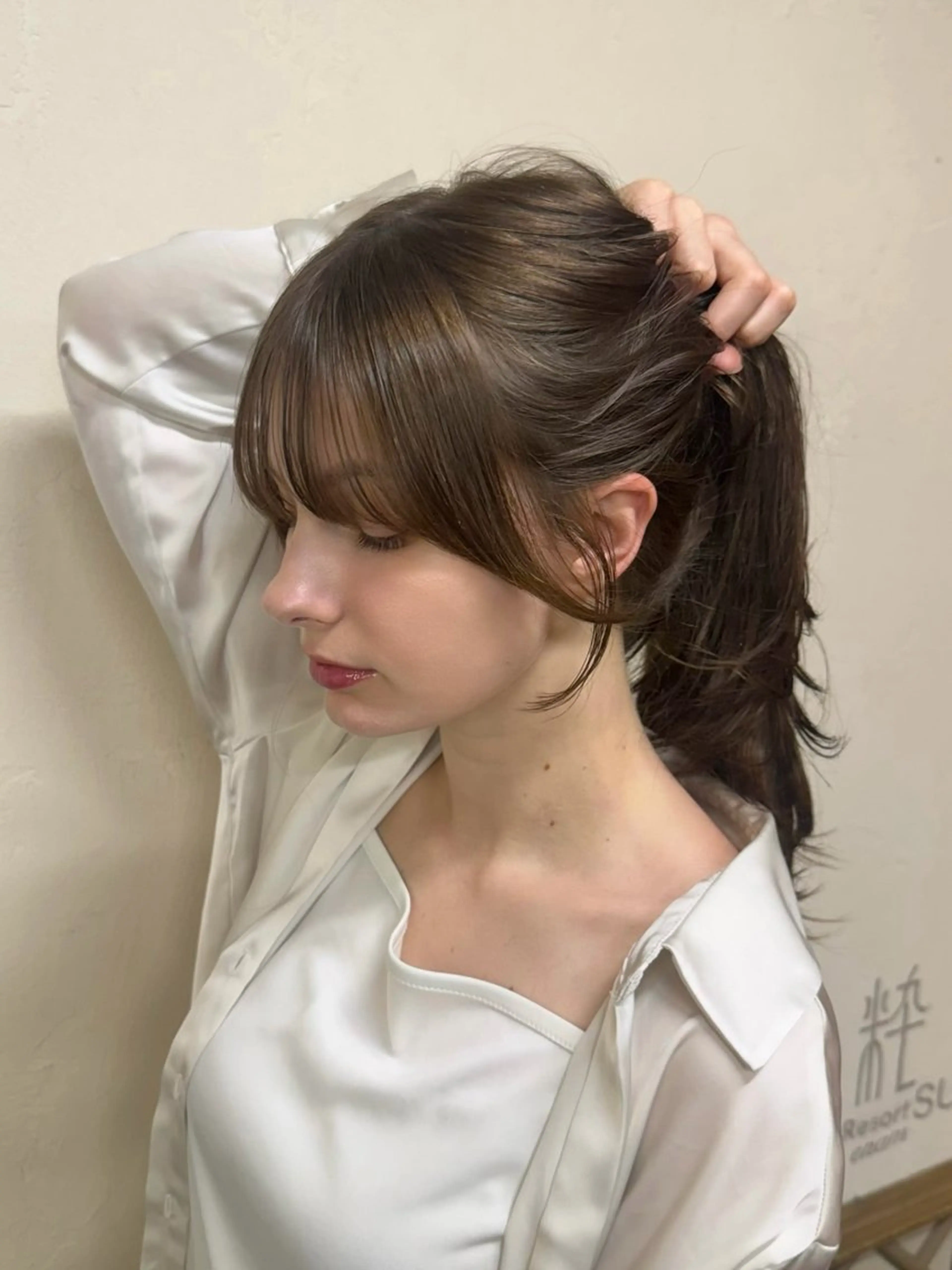 ロング カラー 顔周りカット カット Bonheur銀座 /前田 栞九郎のヘアスタイル