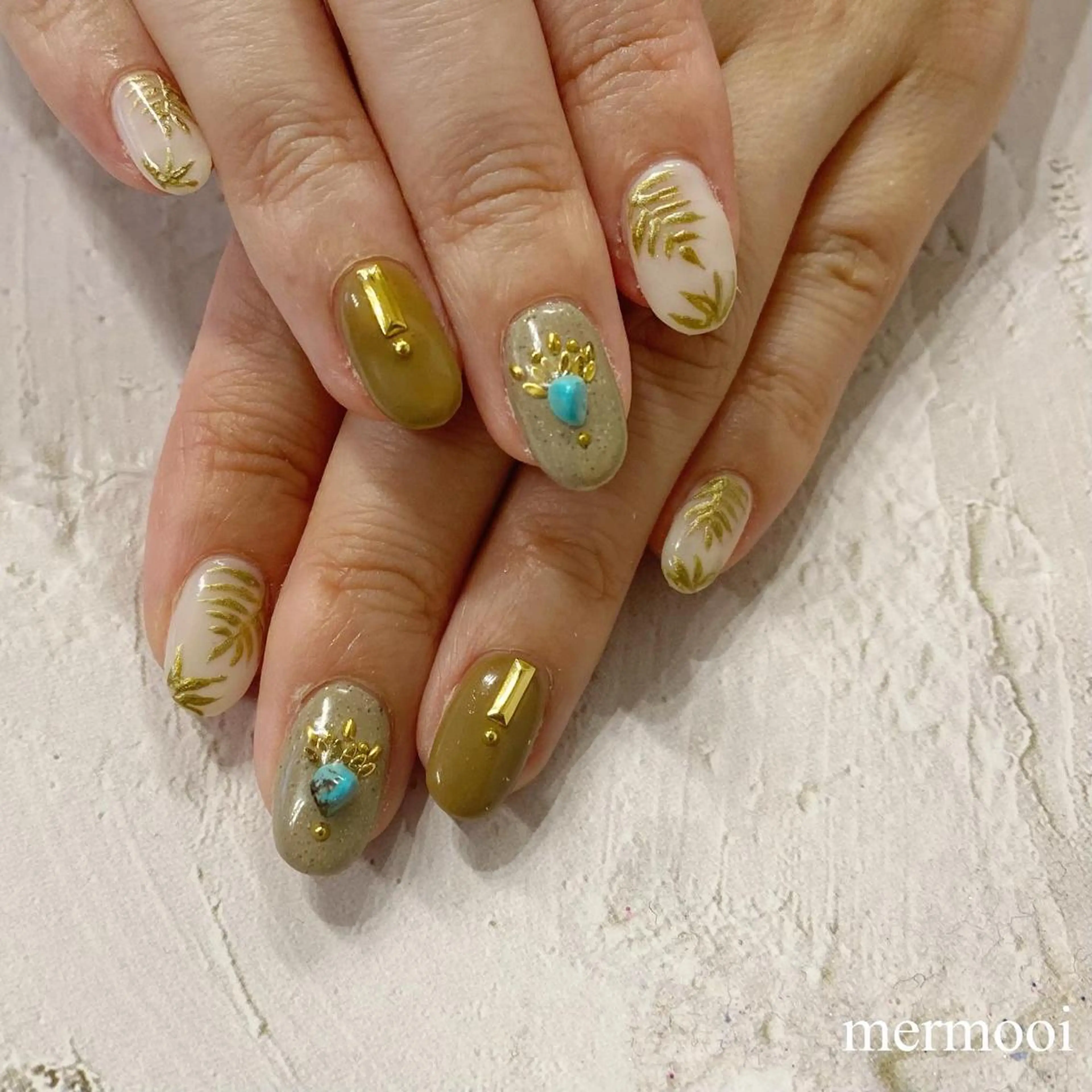 ネイル ブラウン 韓国ネイル ニュアンスネイル ハンドネイル mermooi nailのネイルデザイン