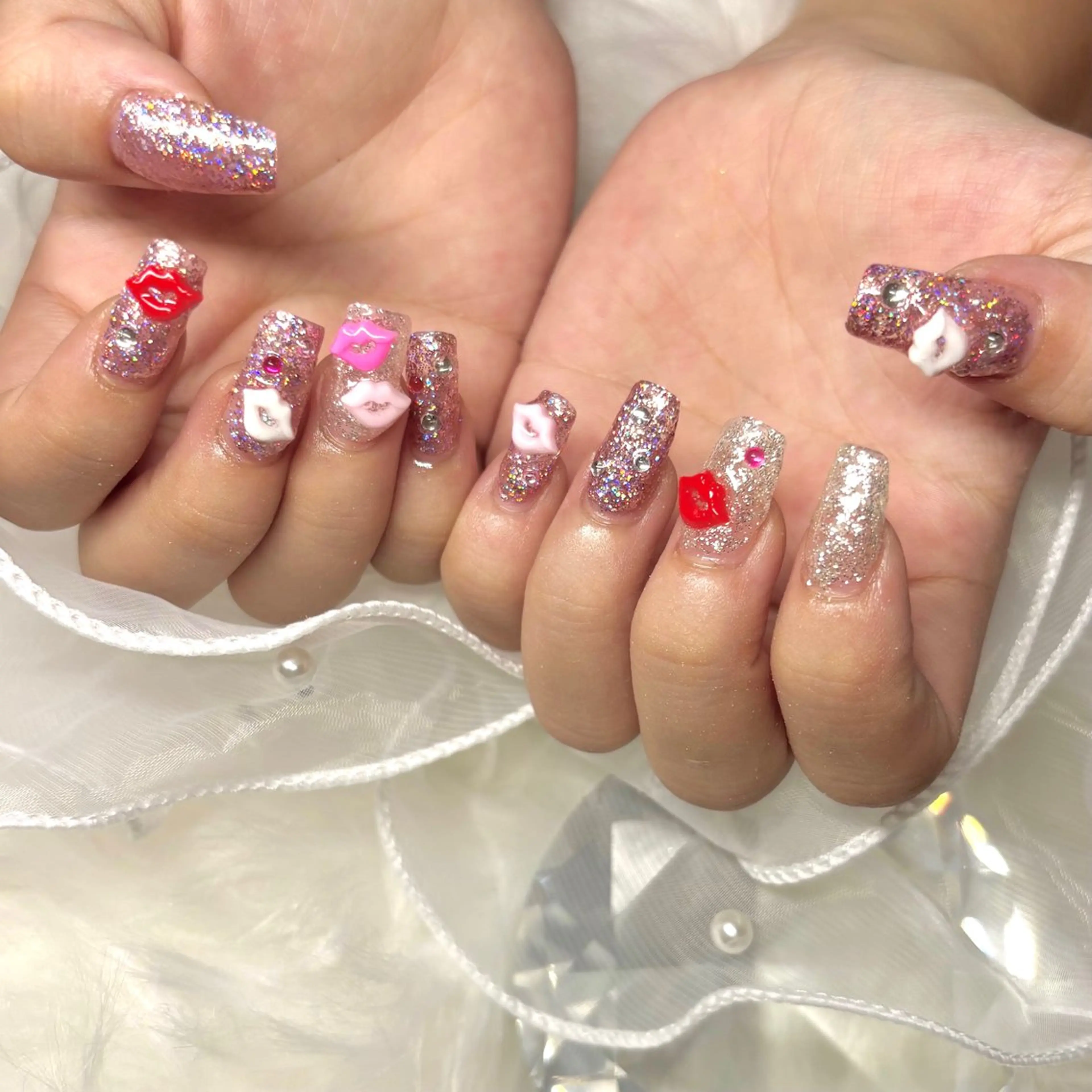 長さ出し込みワンカラー、ラメグラ💞の写真