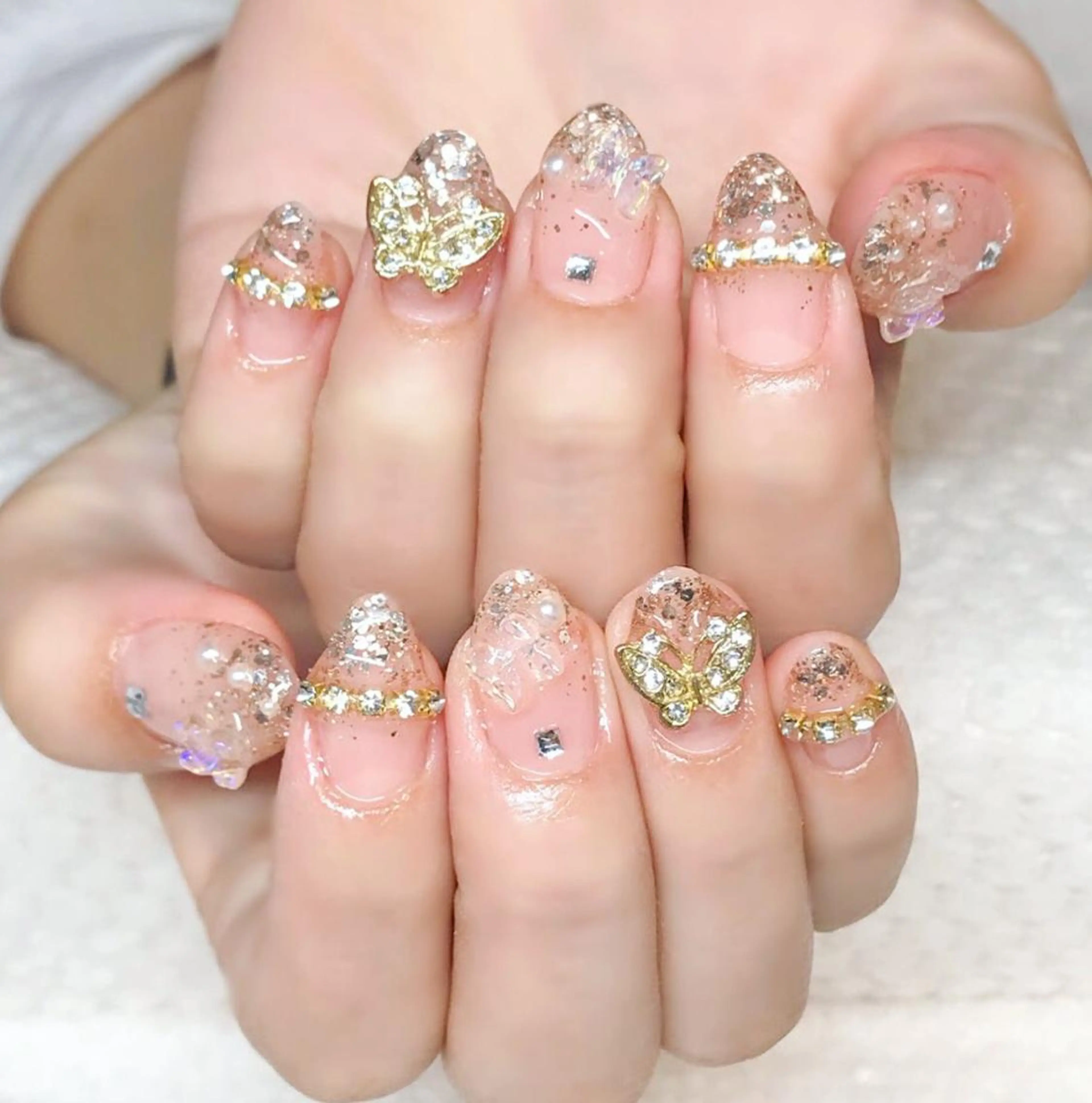 ネイル ジェルネイル キラキラネイル 韓国ネイル ラメ(グリッター) 夏ネイル Nyanco Nailのネイルデザイン