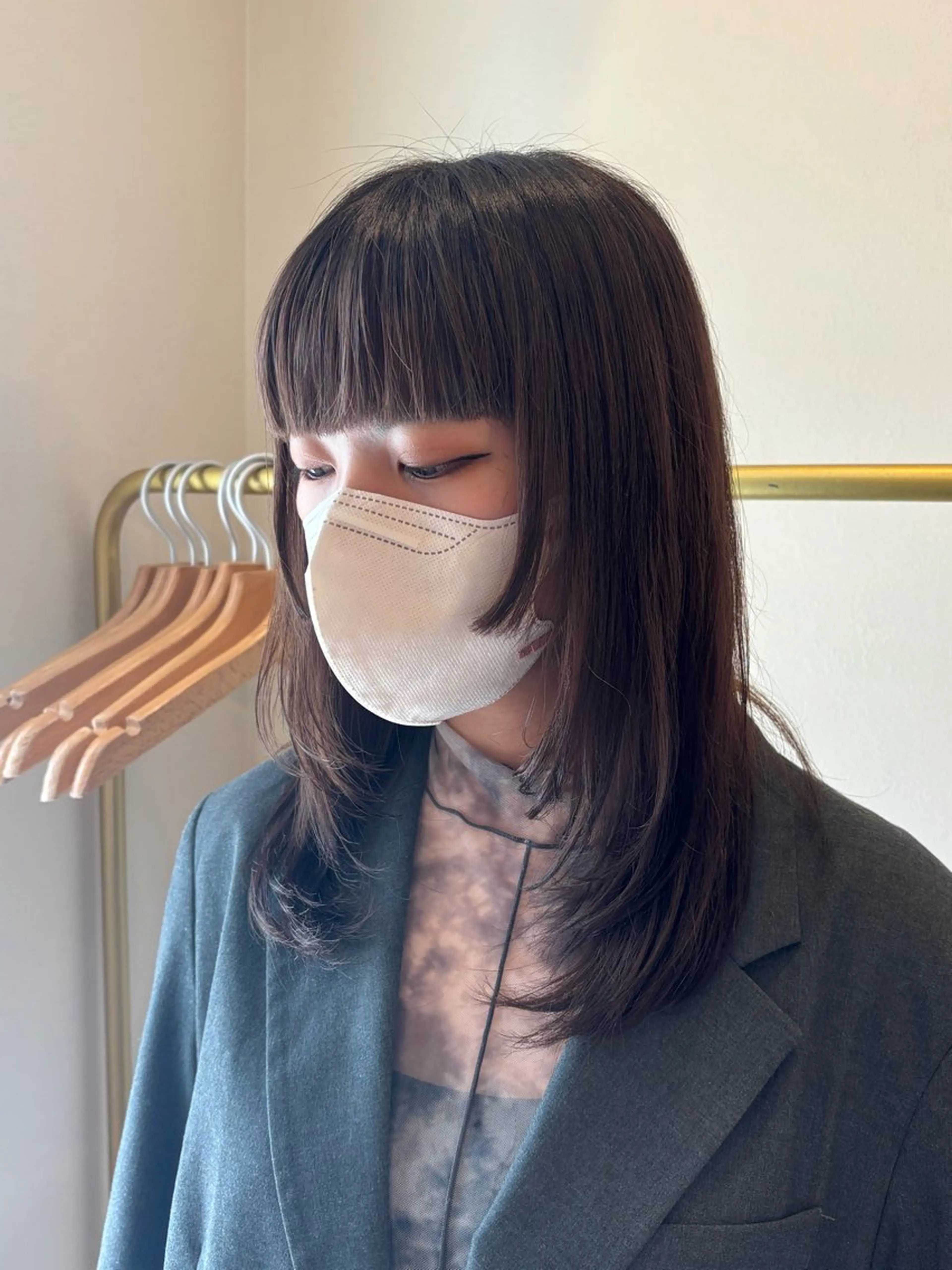 ミディアム 姫カット レイヤーカット カット シンバヒナノ/パーマ レイヤーカット/ボブのヘアスタイル