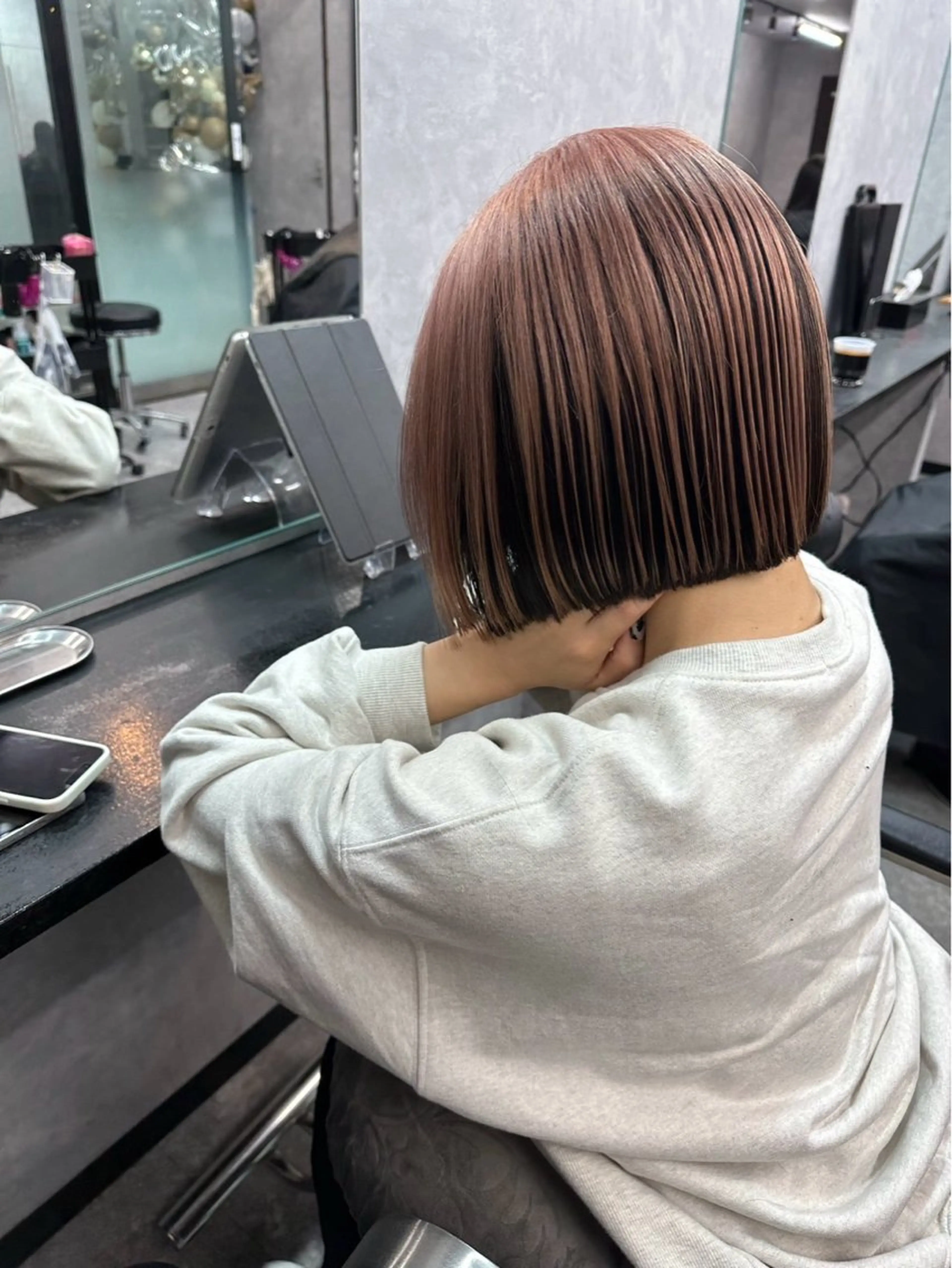 ショート ミストバング ハイライト 髪質改善 韓国風ヘア レイヤーカット COEUR❤️ 唯のヘアスタイル