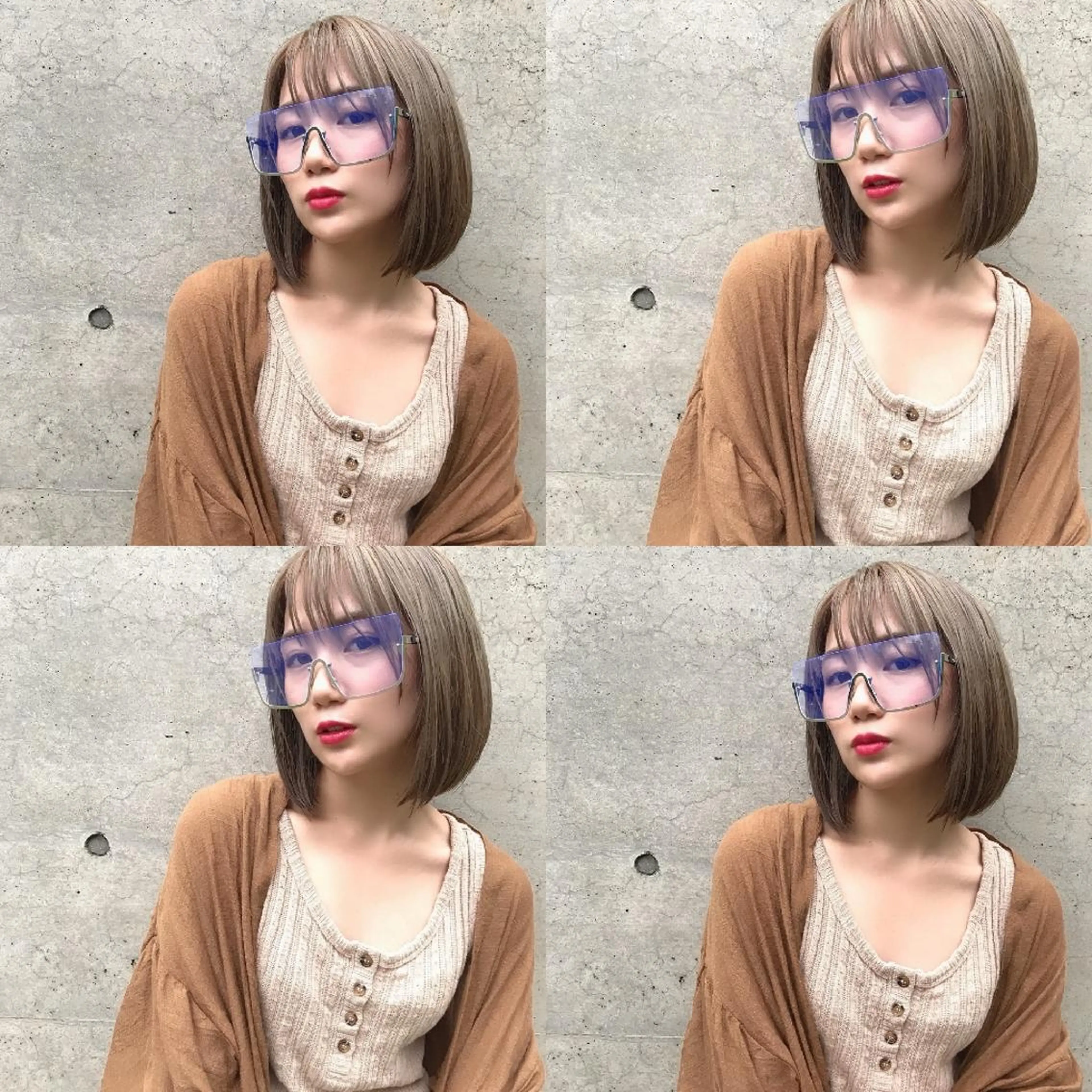 ミディアム カラー ベージュカラー ブリーチ 透明感カラー ミルクティーベージュ ボブ nambu-GARDEN所属・上田 昂雅のヘアスタイル