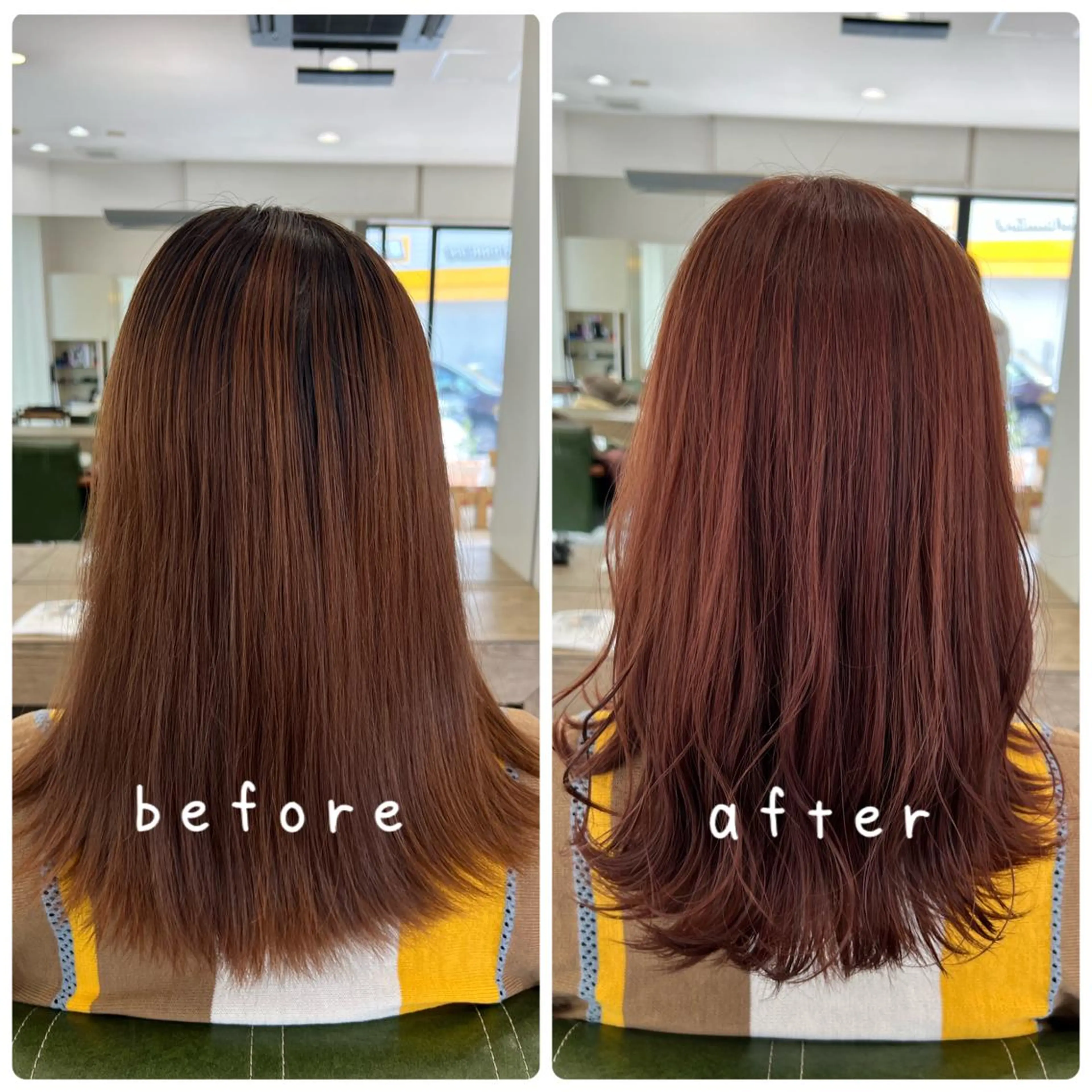 セミロング カラー ヘアアレンジ ブラウンカラー ピンクカラー ピンクブラウン Hair & Beauty the B 岡崎店所属・山口 安美のヘアスタイル