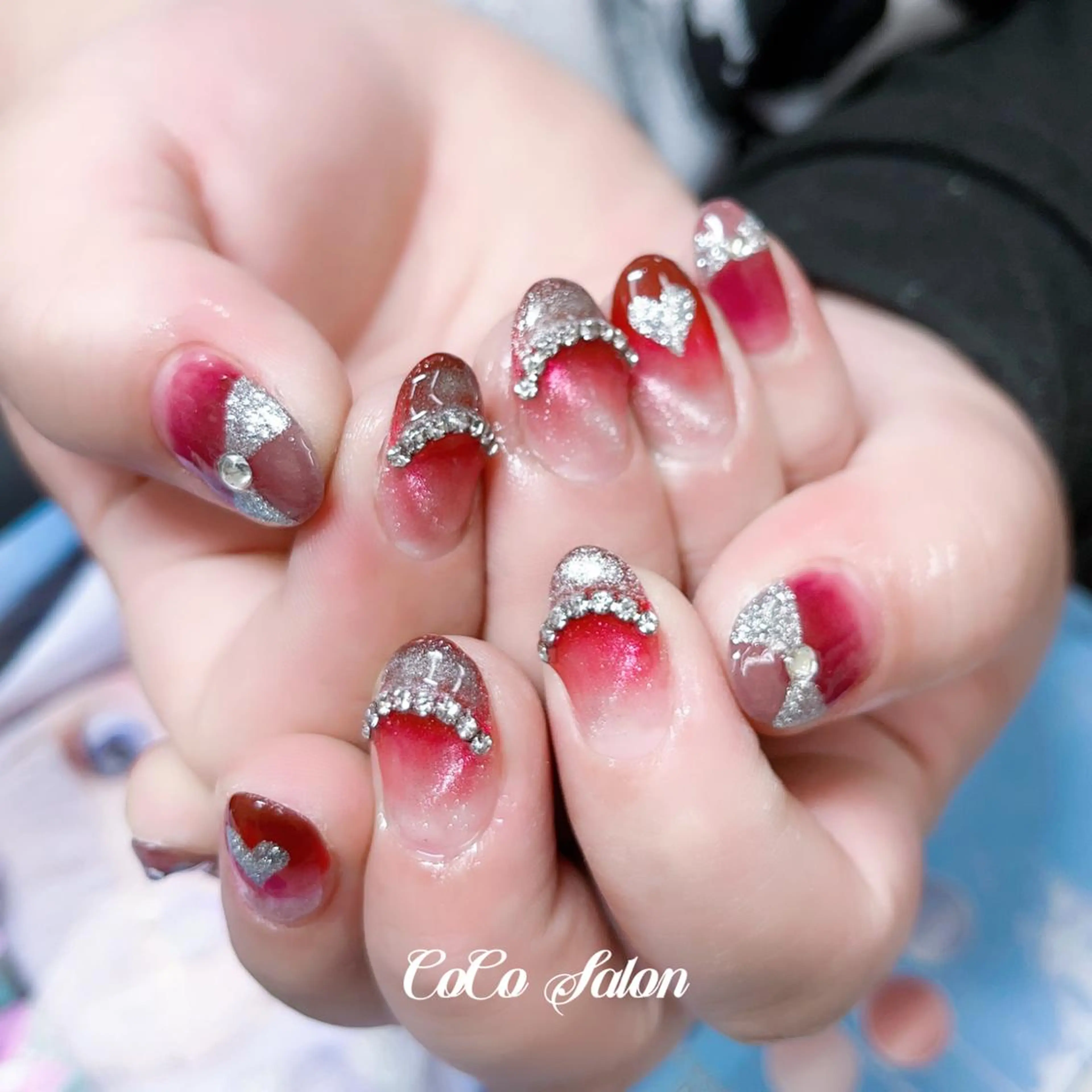 ネイル アートネイル ボルドー チークネイル 長さ出し フレンチネイル ハンドネイル CoCoSalon ネイル/まつ毛予約のネイルデザイン