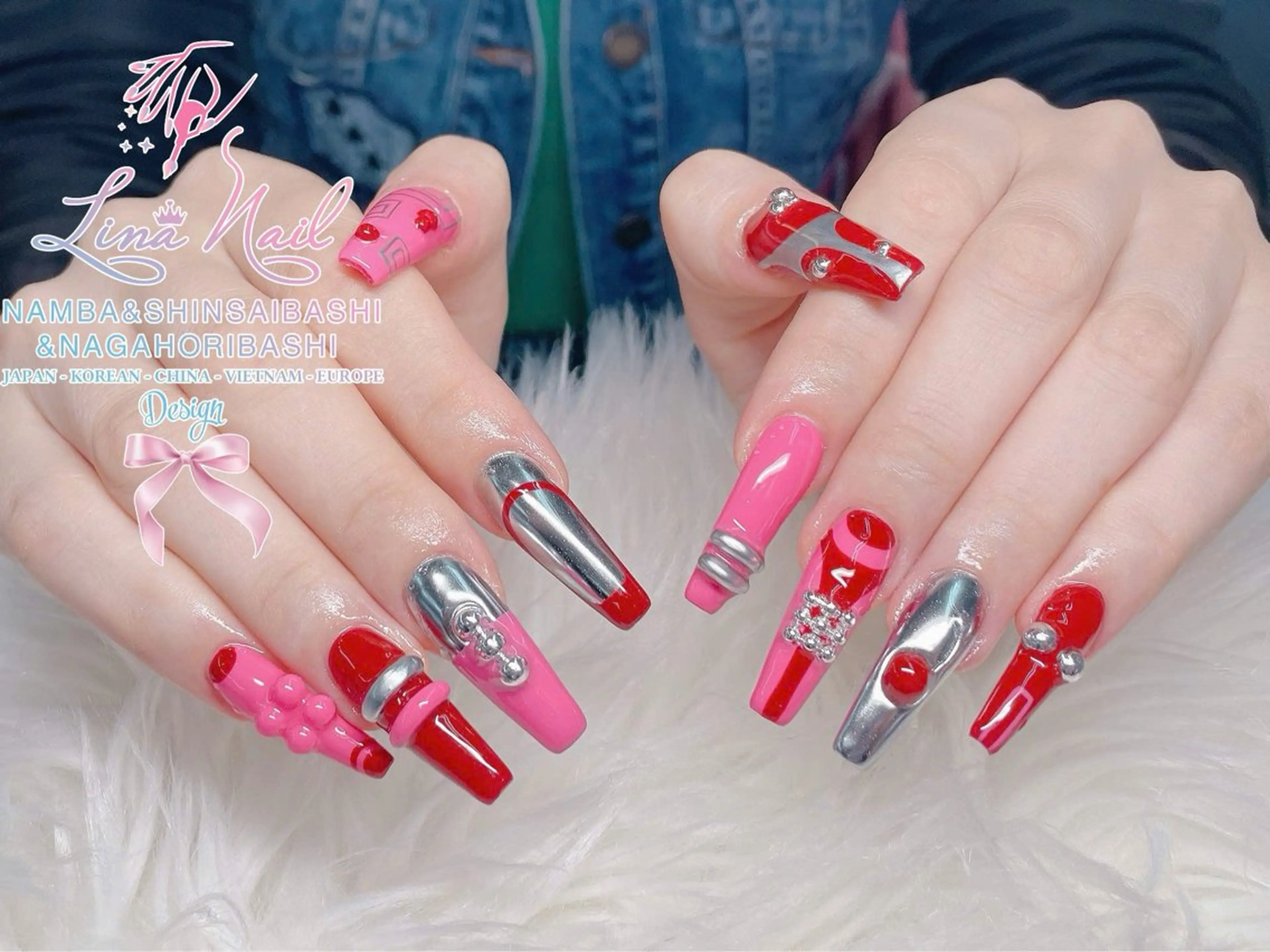 ロング クリスマス ハンドネイル リナネイル 長堀橋店／東心斎橋店のネイルデザイン