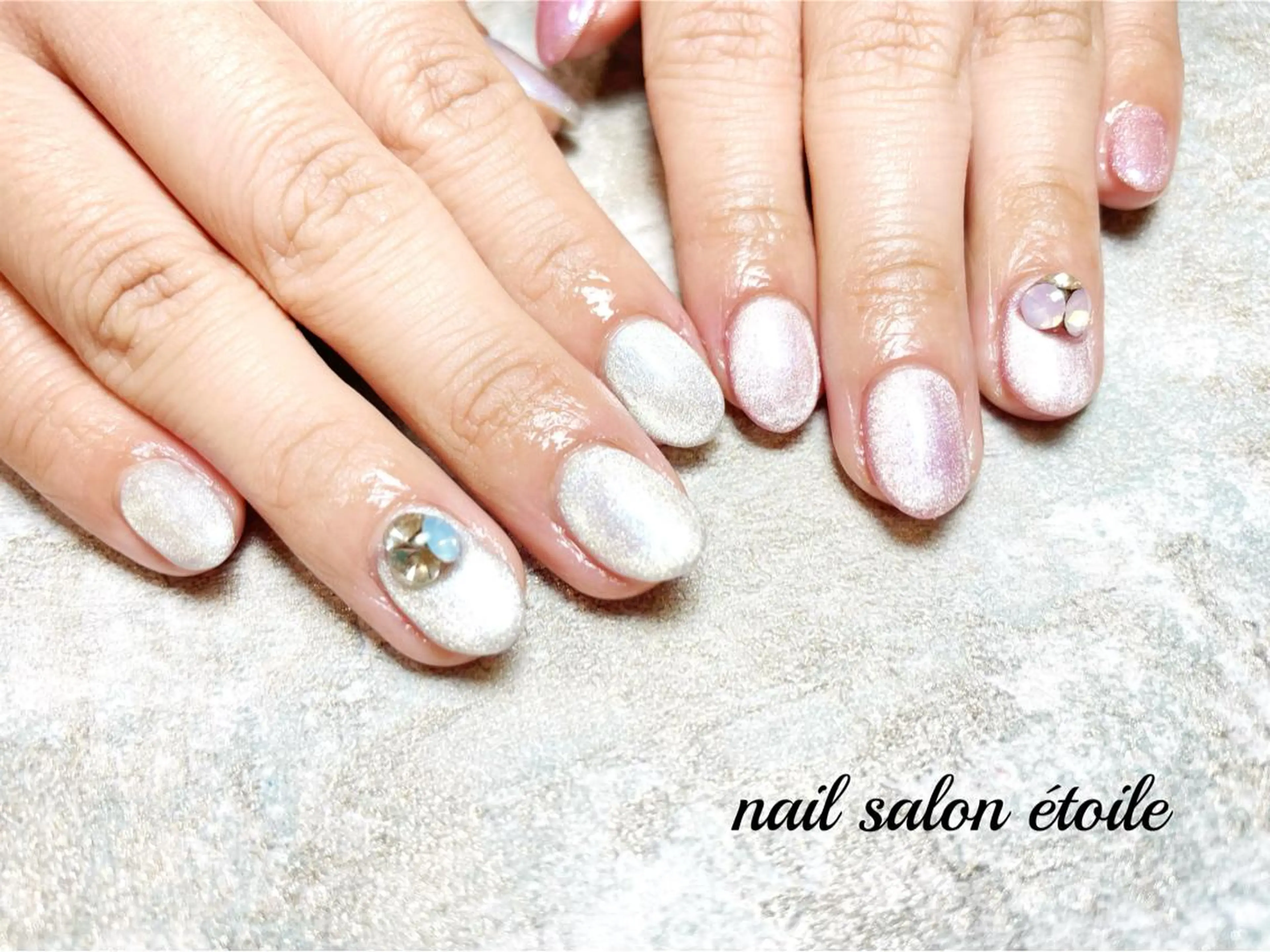 ネイル アートネイル ジェルネイル キラキラネイル マグネットネイル ピンク ハンドネイル nail salon étoileのネイルデザイン