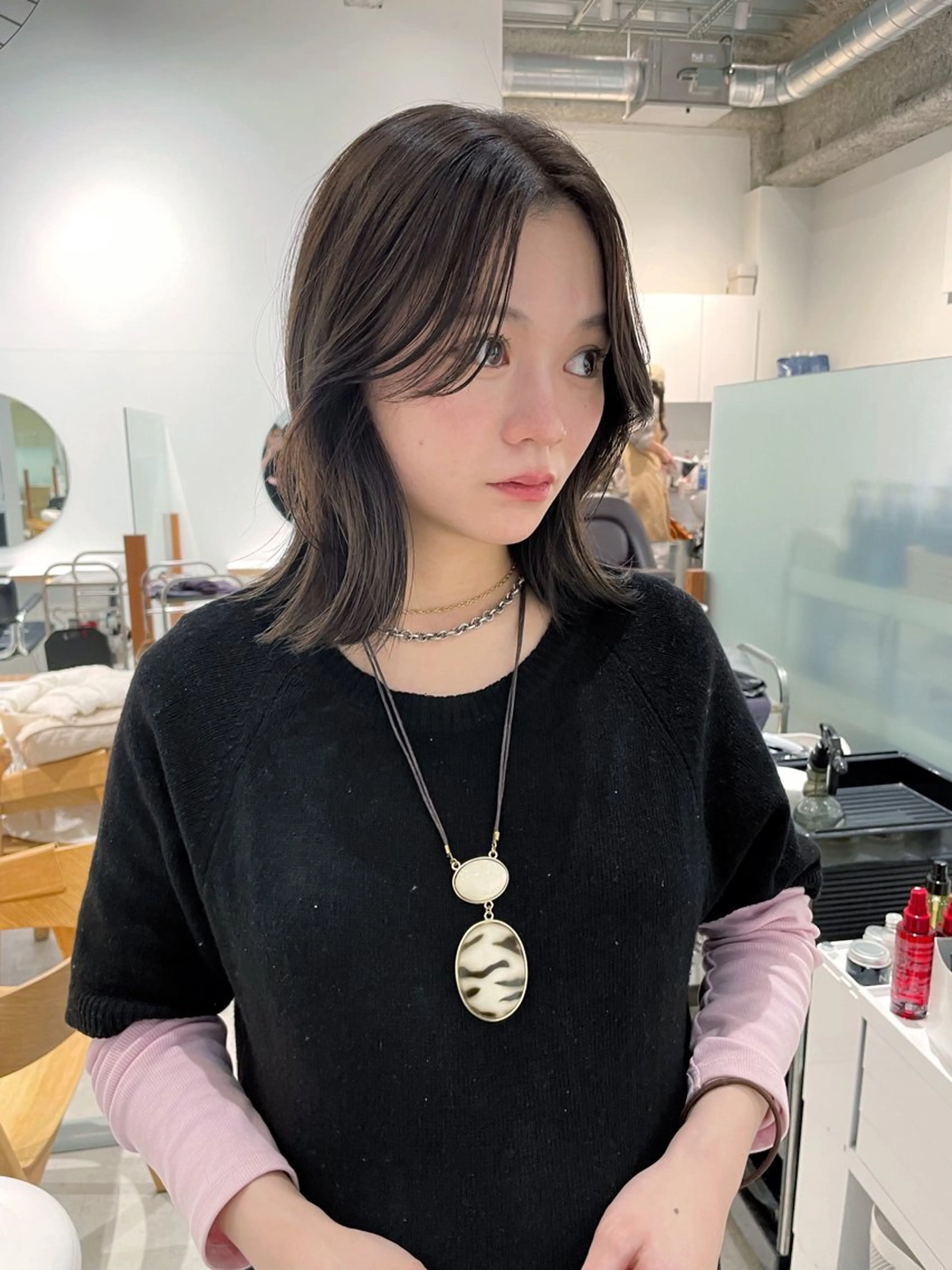 ミディアム カラー カット ヘアカラー トリートメント 🎀優姫 🎀  韓国レイヤーのヘアスタイル