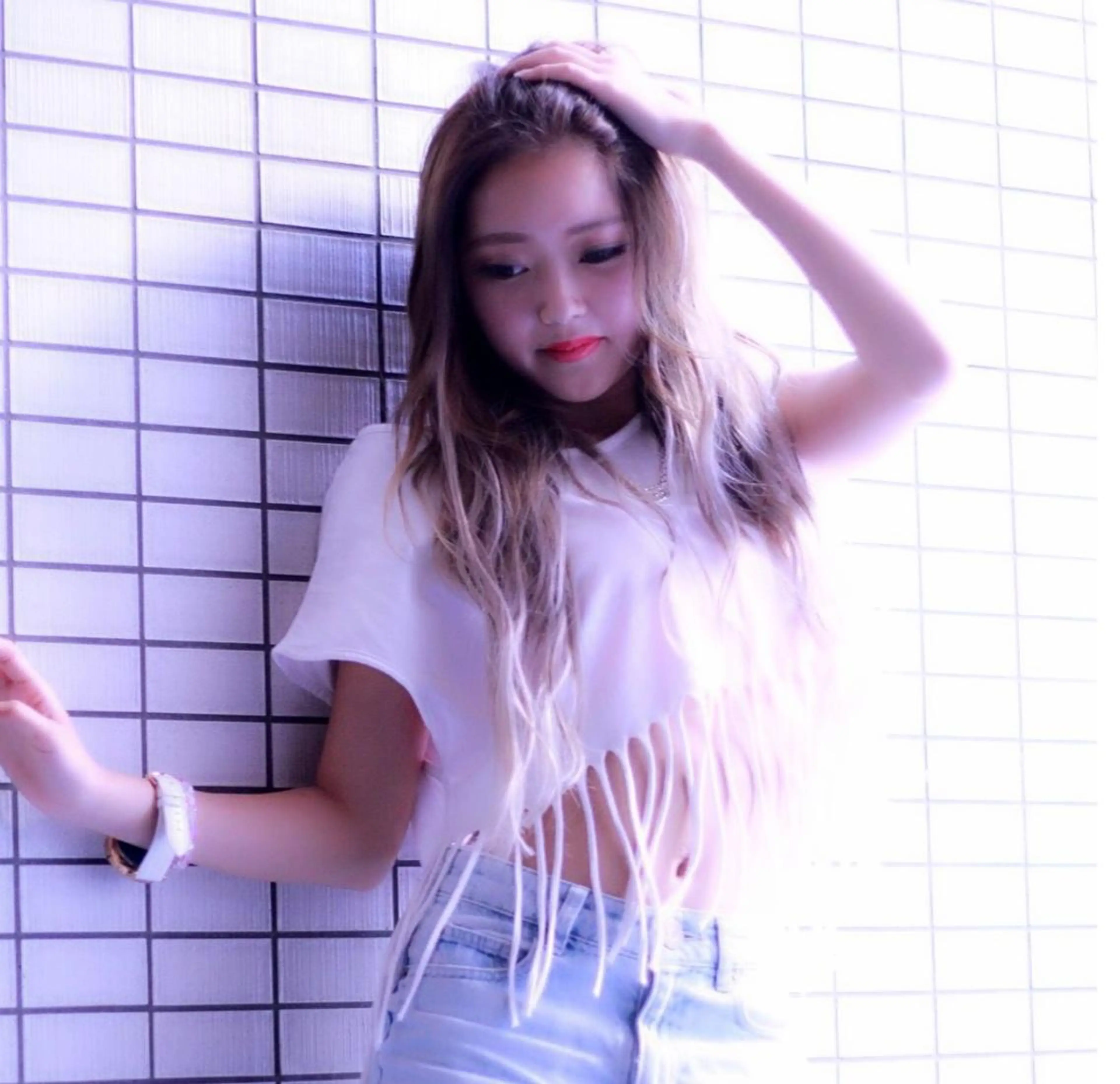 ロング カラー カット エクステ れん/ハイトーン /エクステ/韓国風のヘアスタイル