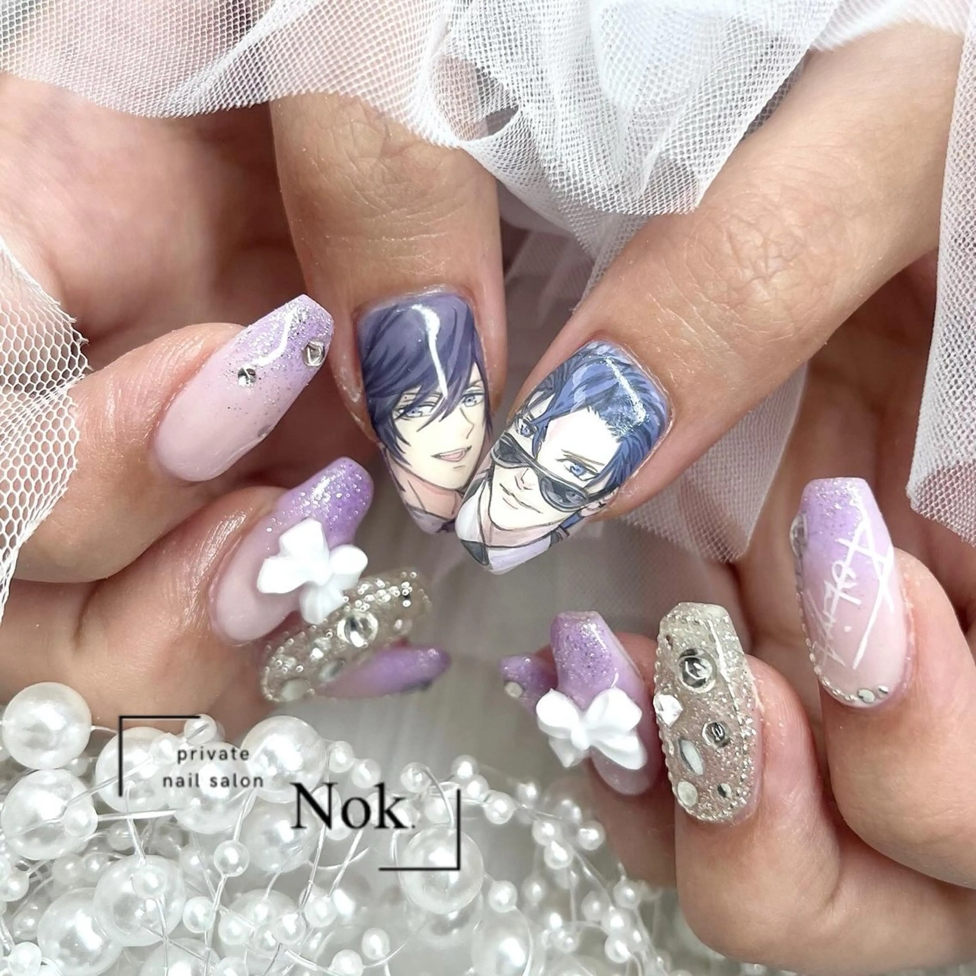 ネイル リボン ハンドネイル 池袋痛ネイル Nok. 渡辺のネイルデザイン