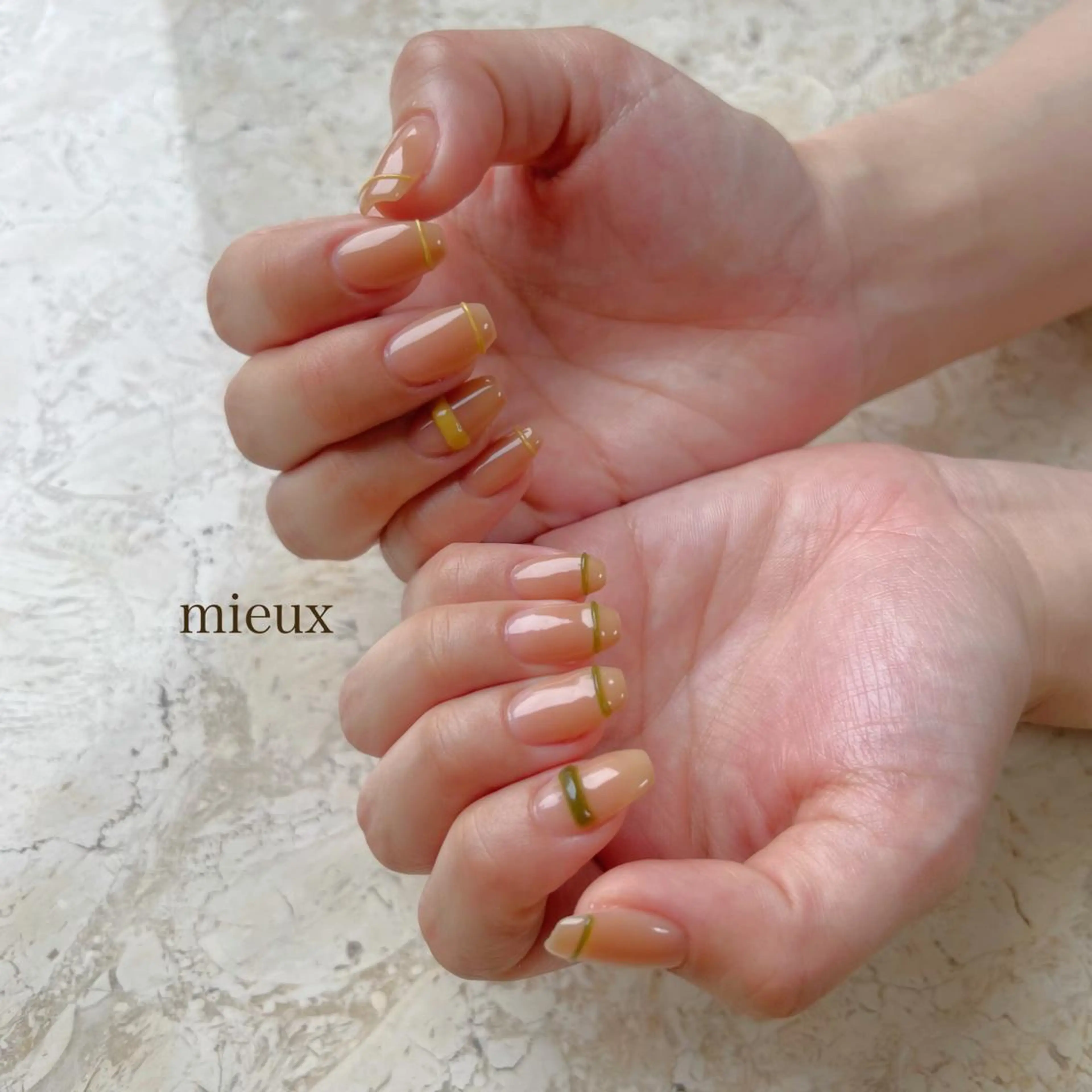 ネイル アートネイル ジェルネイル 韓国ネイル 持ち込み ニュアンスネイル ハンドネイル フットネイル nail salon mieux(ミュー)のネイルデザイン