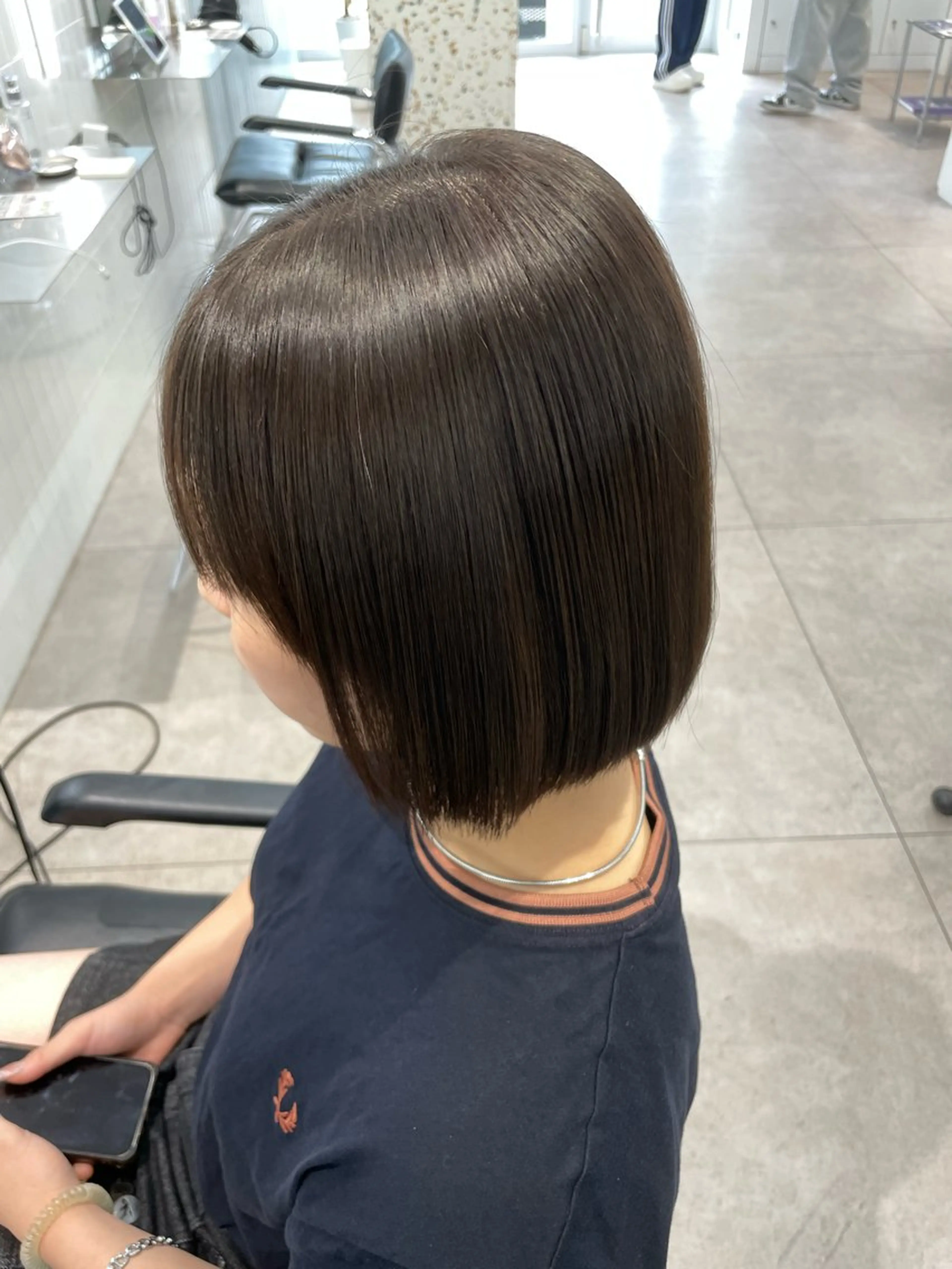 ミディアム カラー パーマ 髪質改善 縮毛矯正 ストレートパーマ ヘアカラー 縮毛矯正 トリートメント 🌊海外ハイライト リタッチ/縮毛矯正のヘアスタイル