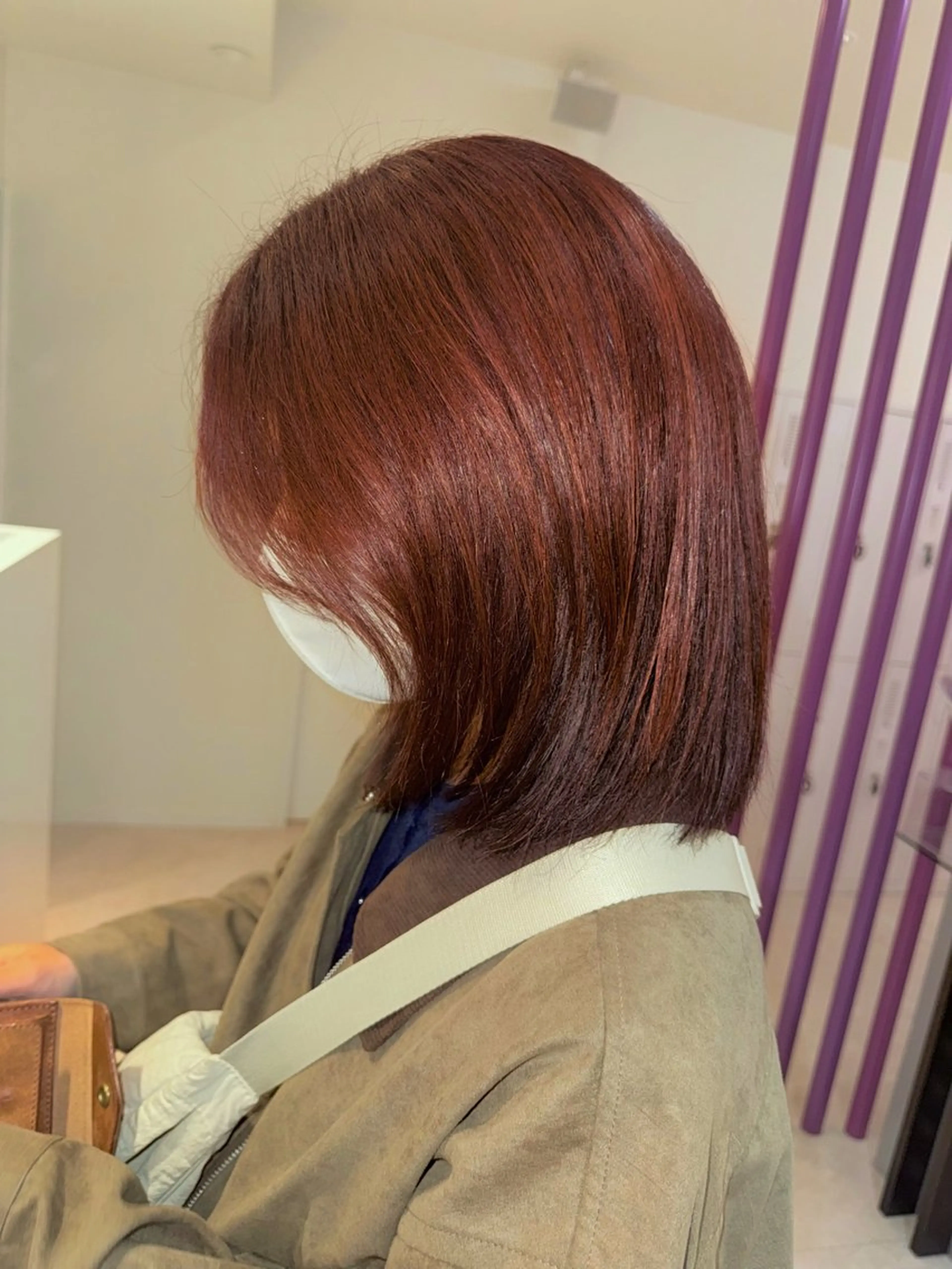 ミディアム カラー ブラウンカラー レッドカラー レッドブラウン ヘアカラー ヒナ子🦋 ブリーチカラーのヘアスタイル