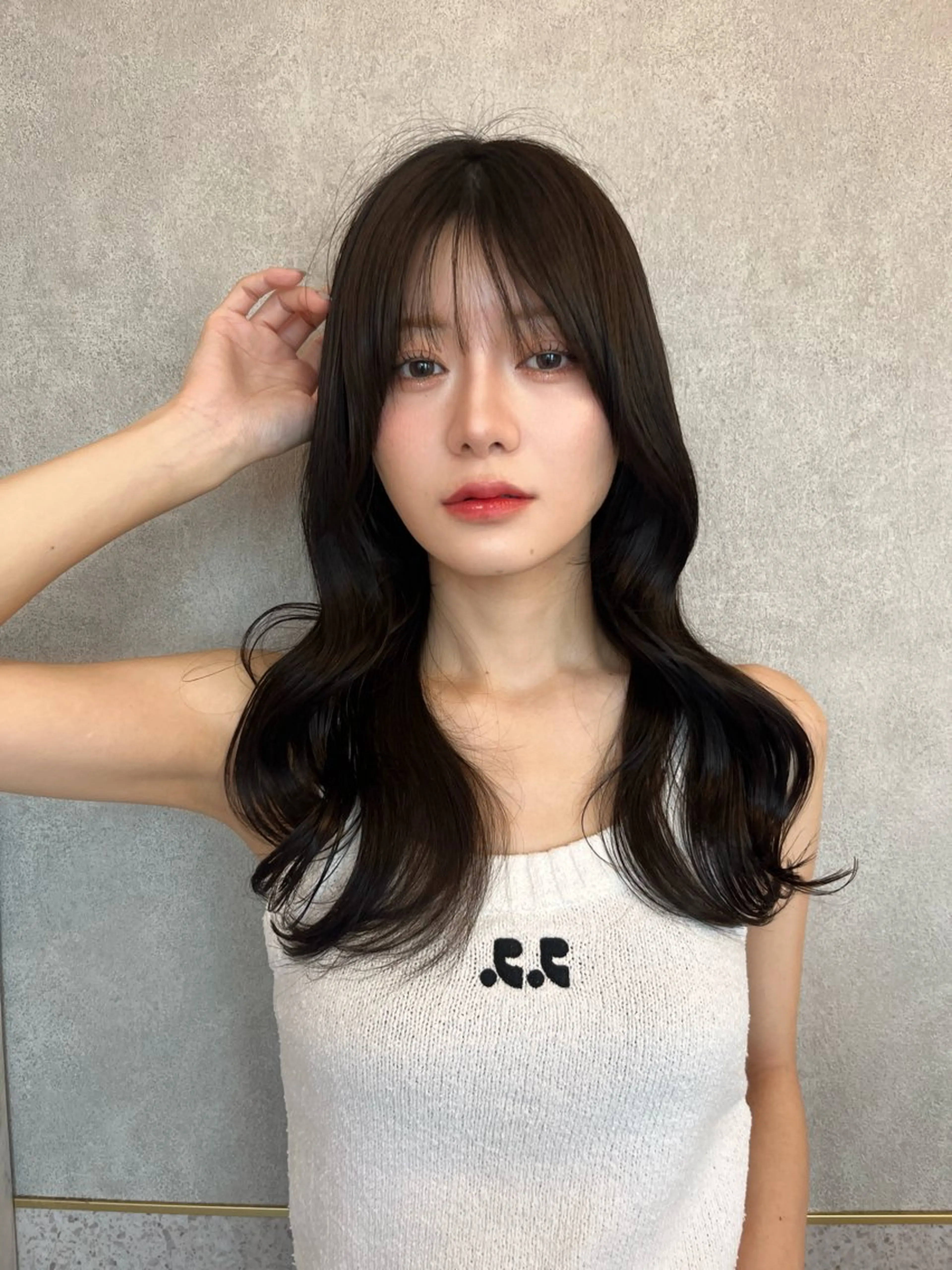 セミロング 髪質改善 トリートメント カット ヘアカラー トリートメント 暖色カラー/新宿/韓 国風レイヤー鮫島志穂のヘアスタイル