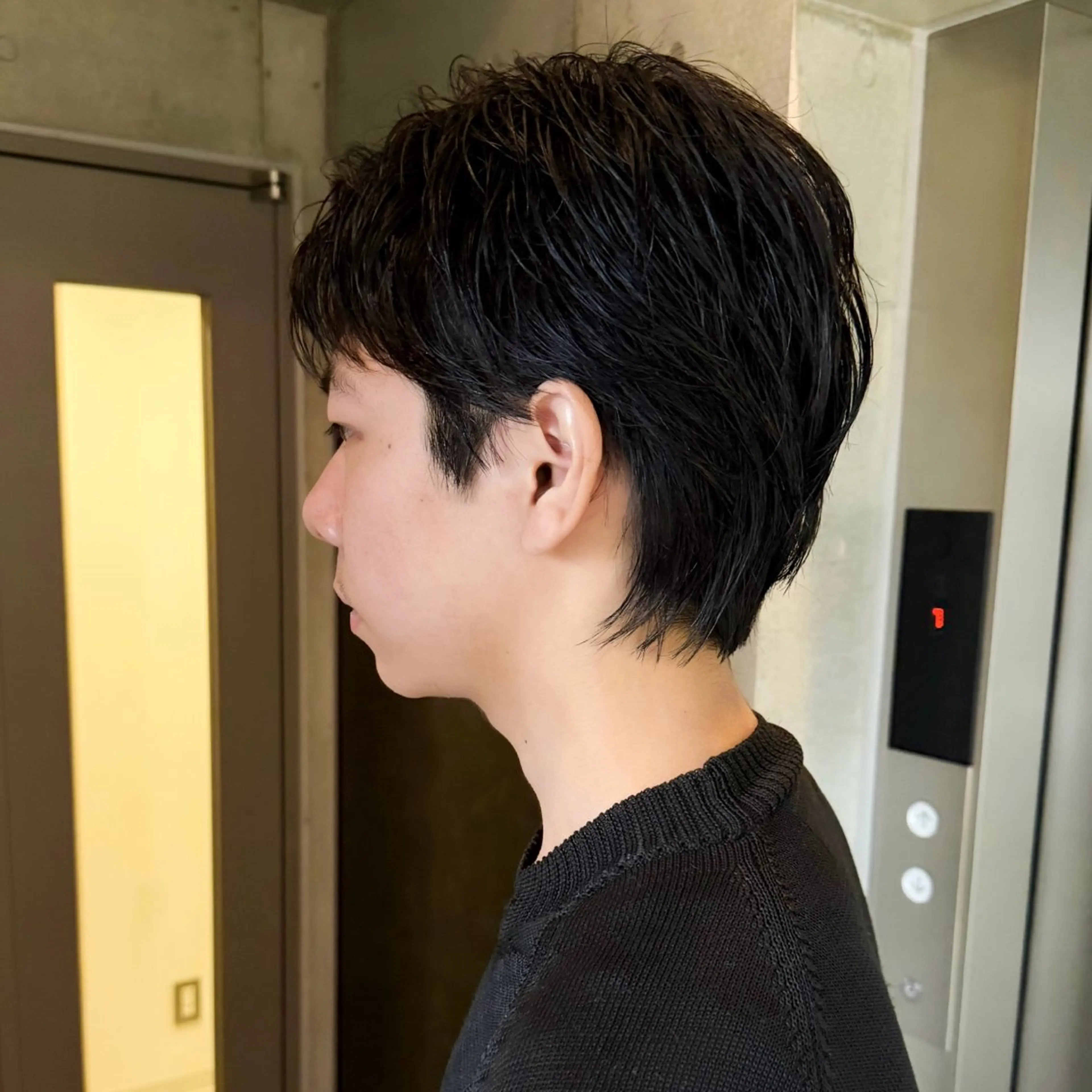 ショート カラー メンズ かきあげバング ショートヘア カット ヘアカラー トリートメント ⛄️似合わせ暖色/ 抜け感レイヤー/ゆいのヘアスタイル