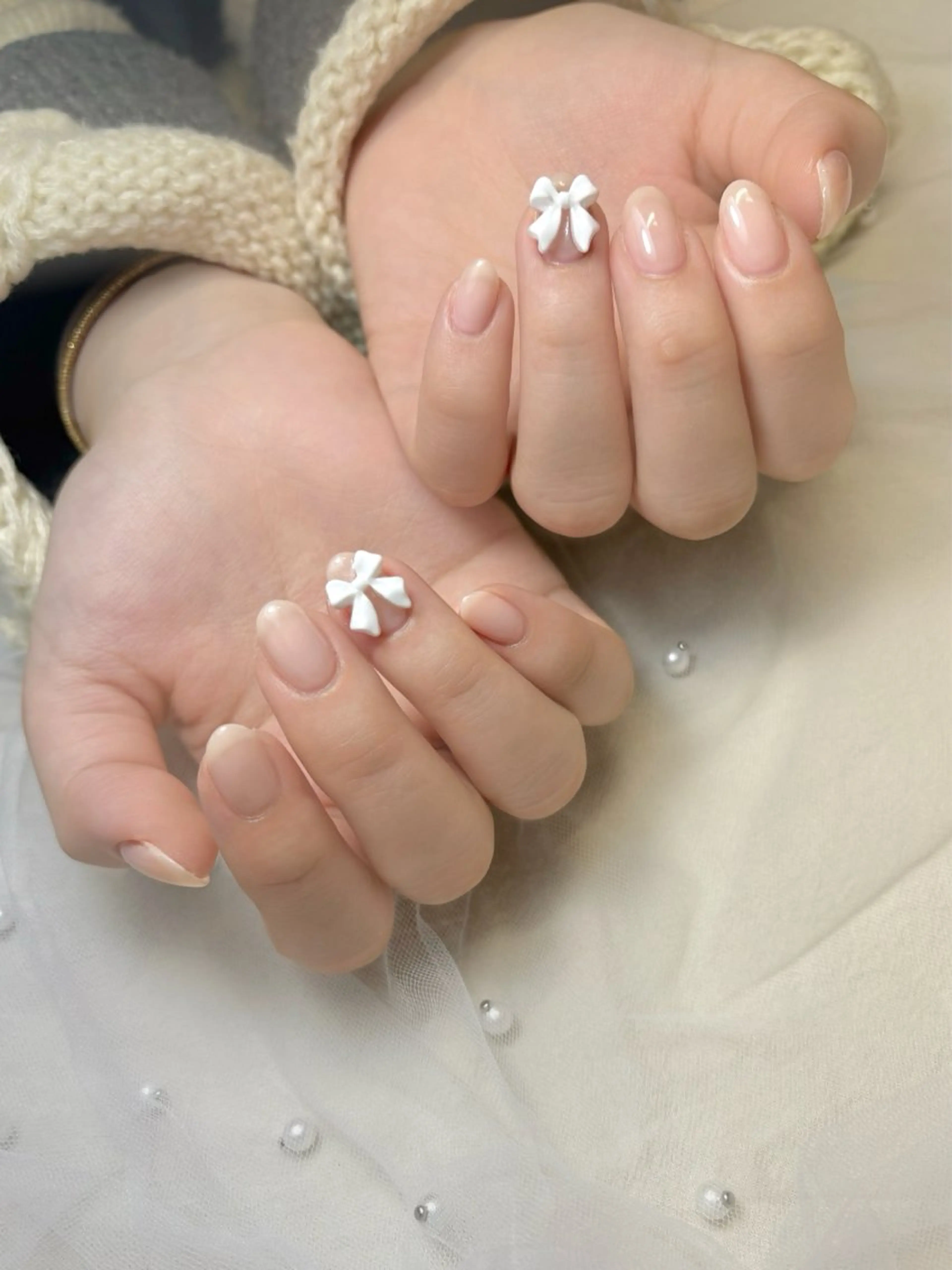 ネイル リボン ハンドネイル MOJA NAIL所属・MOJA NAIL ＊MAIKOのネイルデザイン