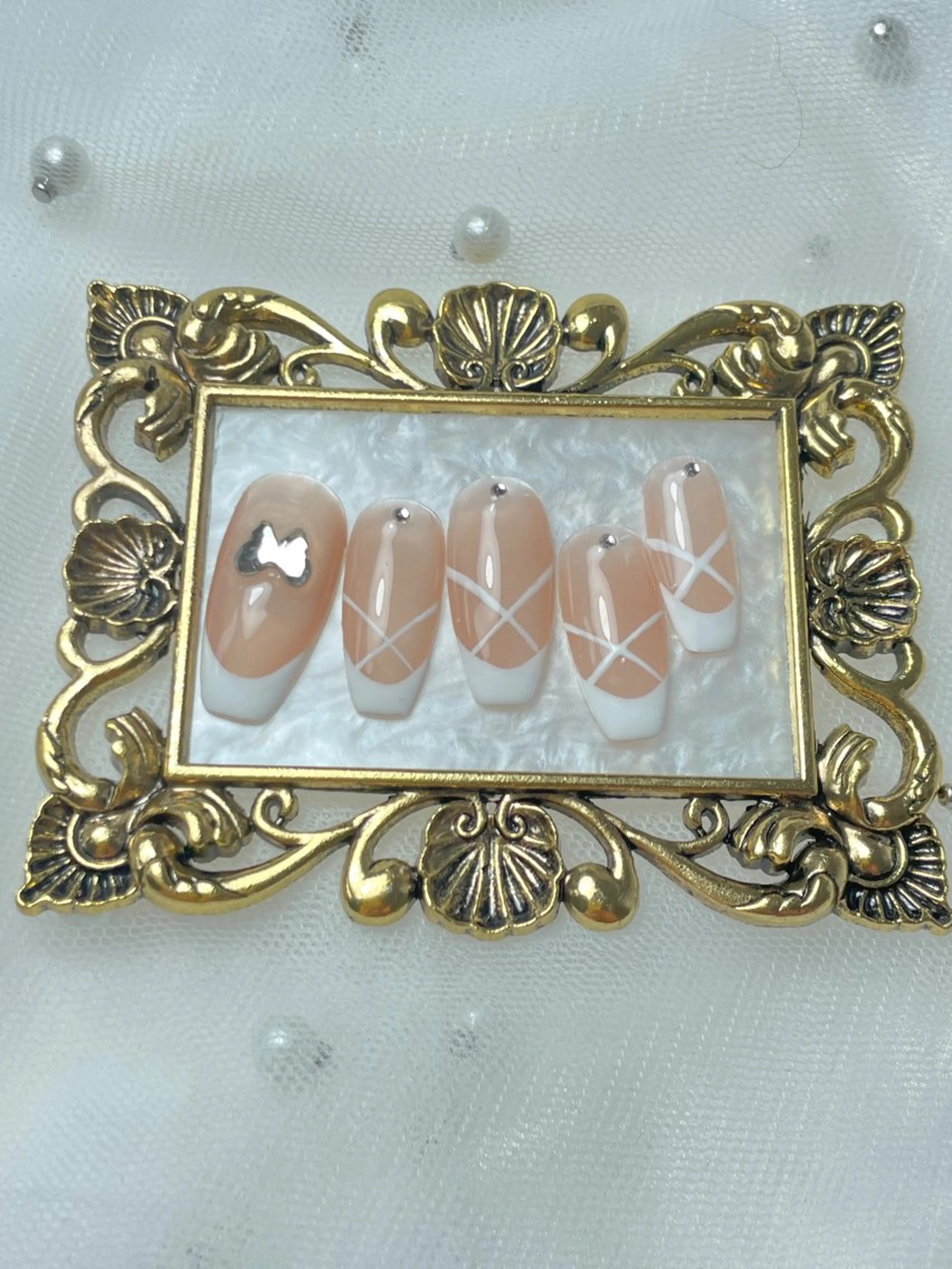 ネイル ブルー フレンチネイル ハート マグネットネイル ニュアンスネイル ハンドネイル Mnail _KKのネイルデザイン