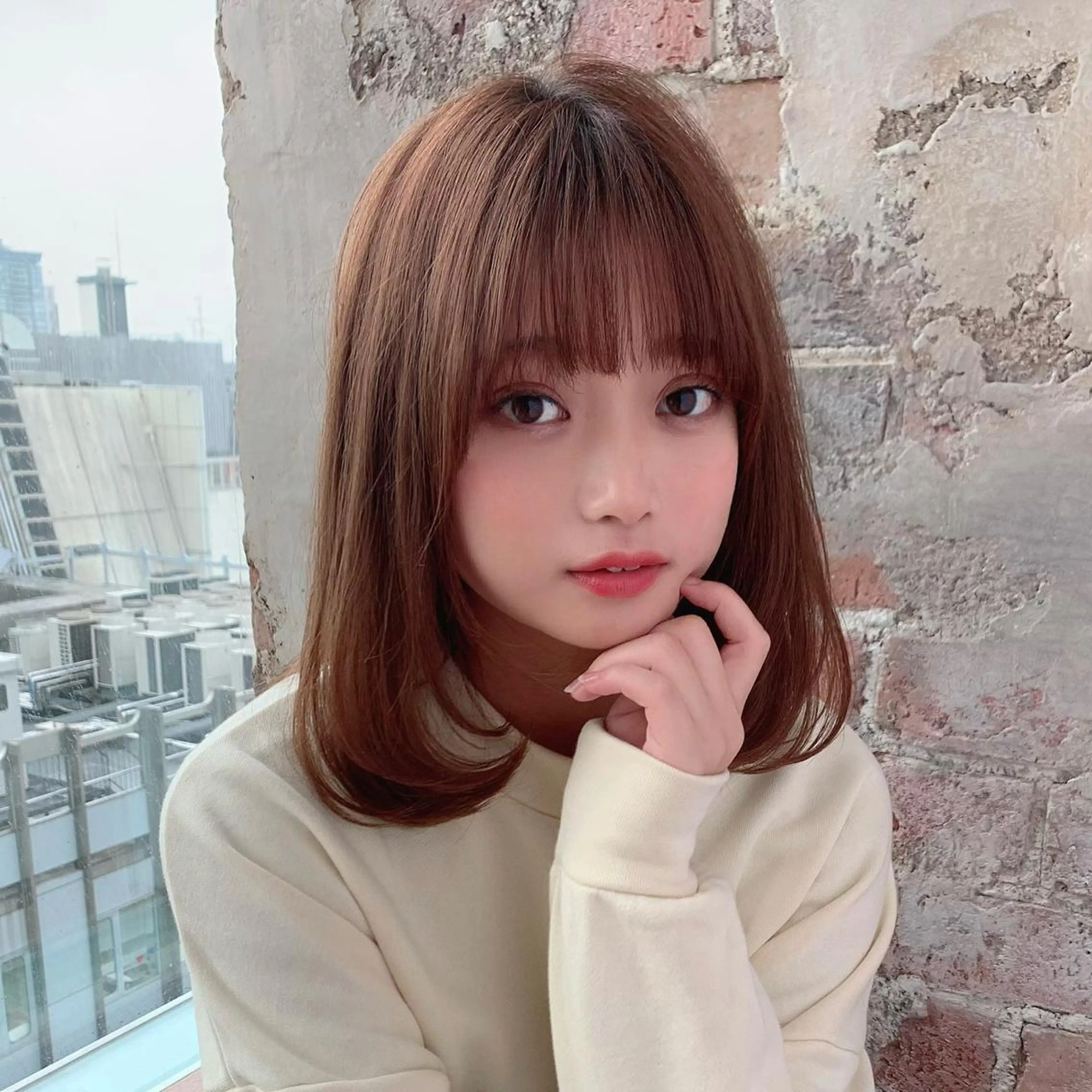 ミディアム カット 縮毛矯正 トリートメント 🧡くびれヘア/前髪 顔周り🧡久原結衣のヘアスタイル