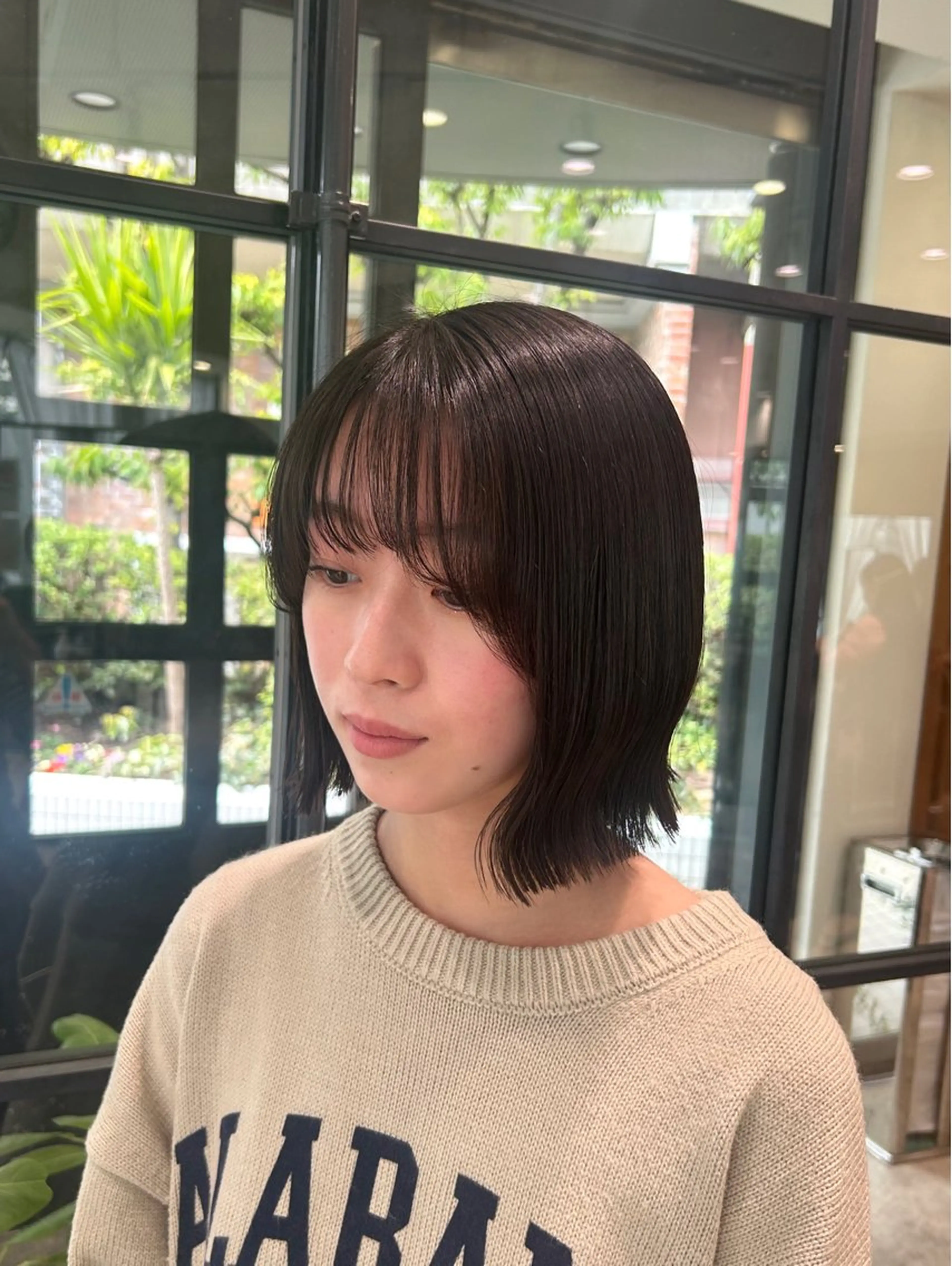 ミディアム ボブ 外ハネヘア カット Lumier de mashu所属・nana/ボブ/ レイヤーカットのヘアスタイル