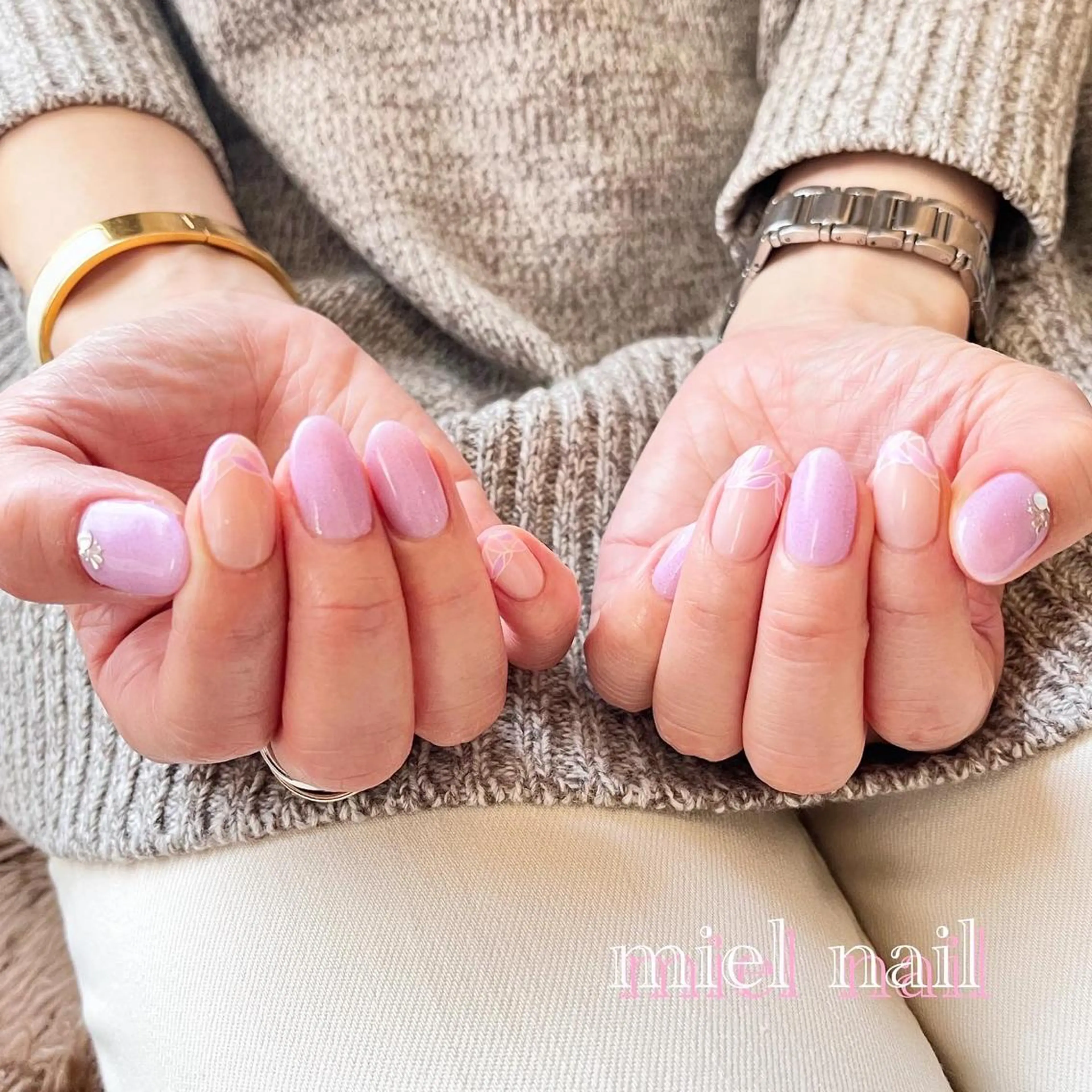 ネイル ピンク 春ネイル ハンドネイル miel nailのネイルデザイン