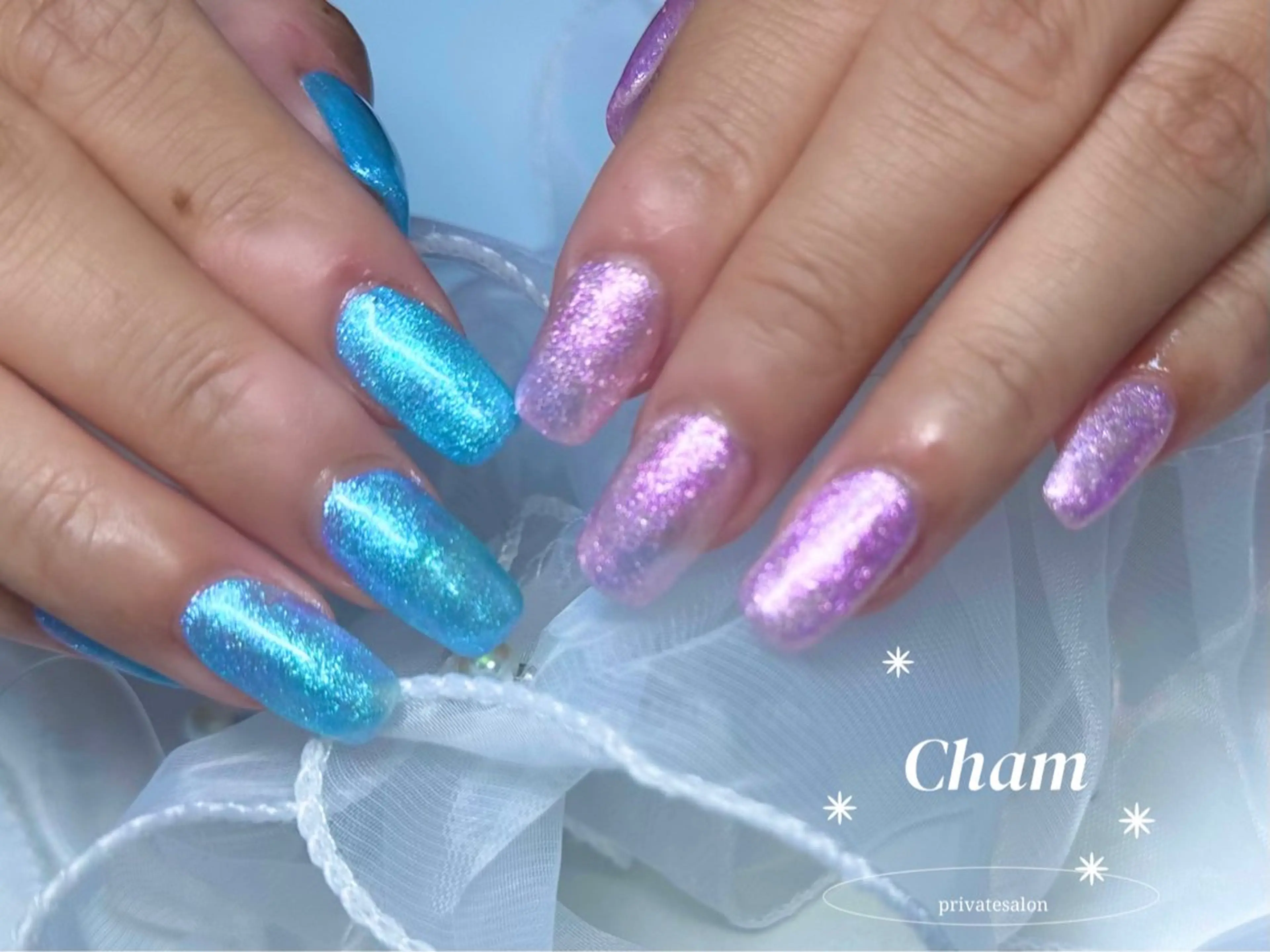 ネイル 長さ出し フラッシュネイル ハンドネイル Cham所属・Cham Haruのネイルデザイン