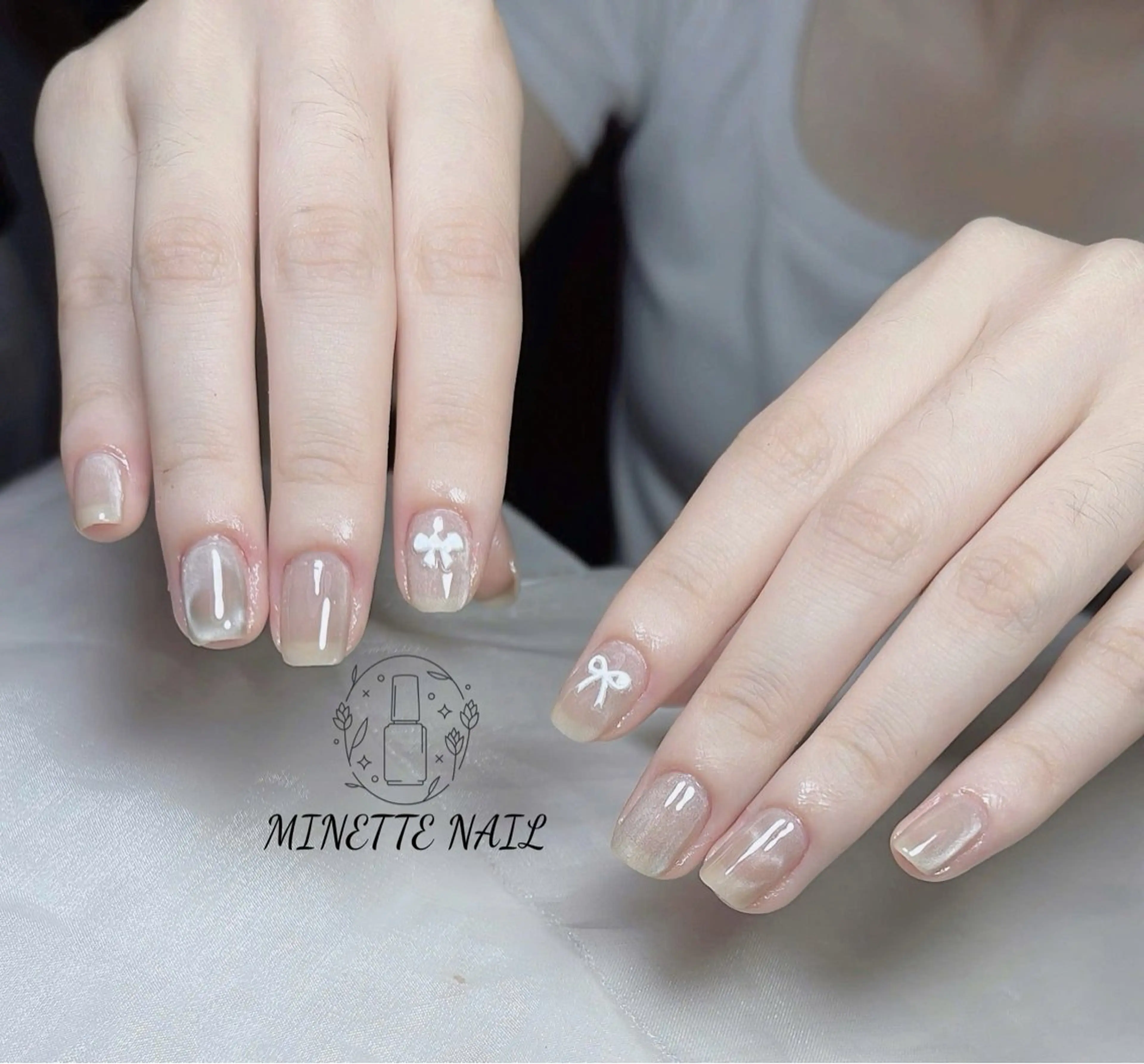 ネイル フレンチネイル ジェルネイル マグネットネイル 持ち込み ニュアンスネイル ハンドネイル Minette Nailのネイルデザイン