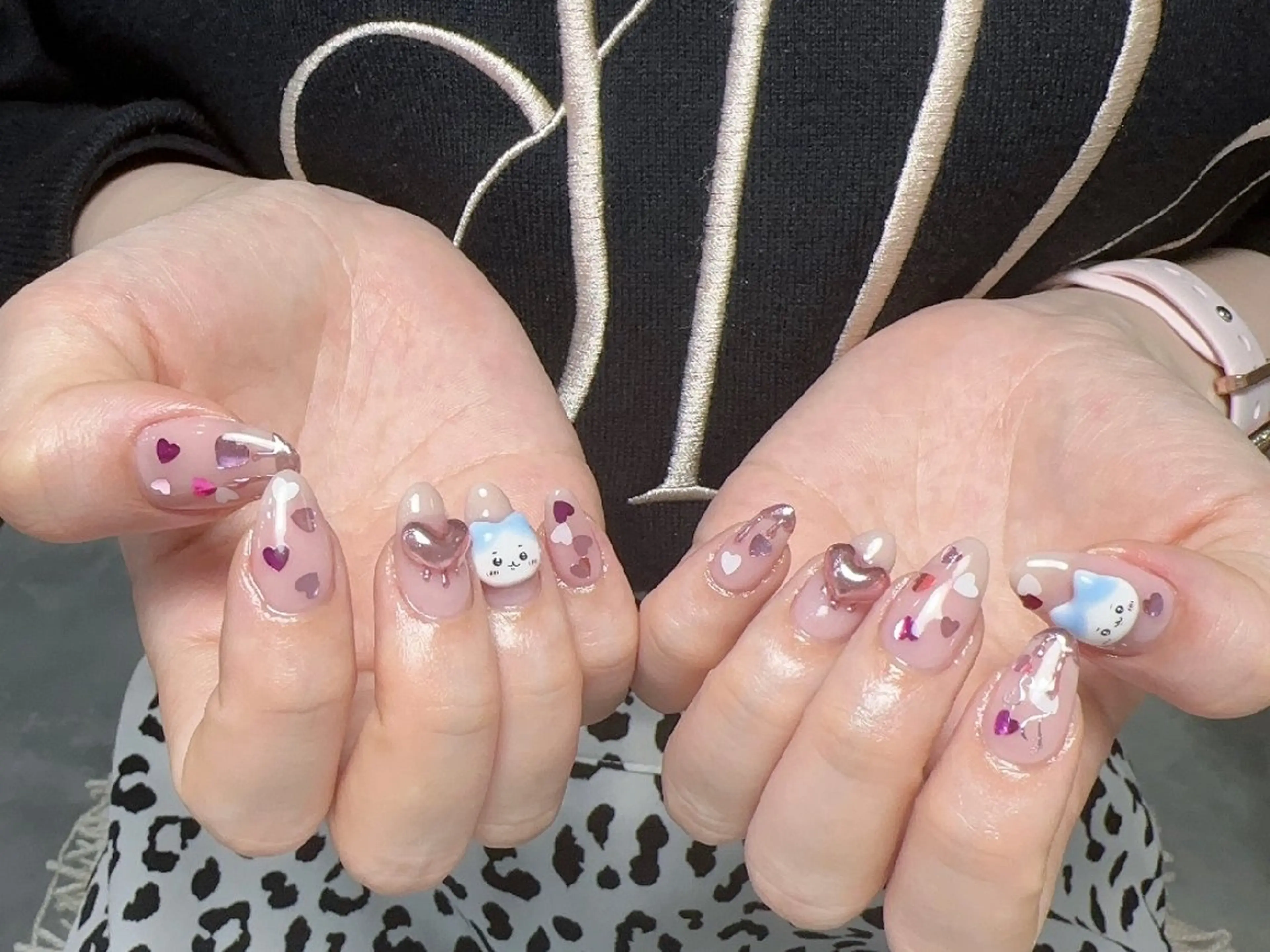 ネイル ハート ミラーネイル 持ち込み ハンドネイル UM Nail Salonのネイルデザイン