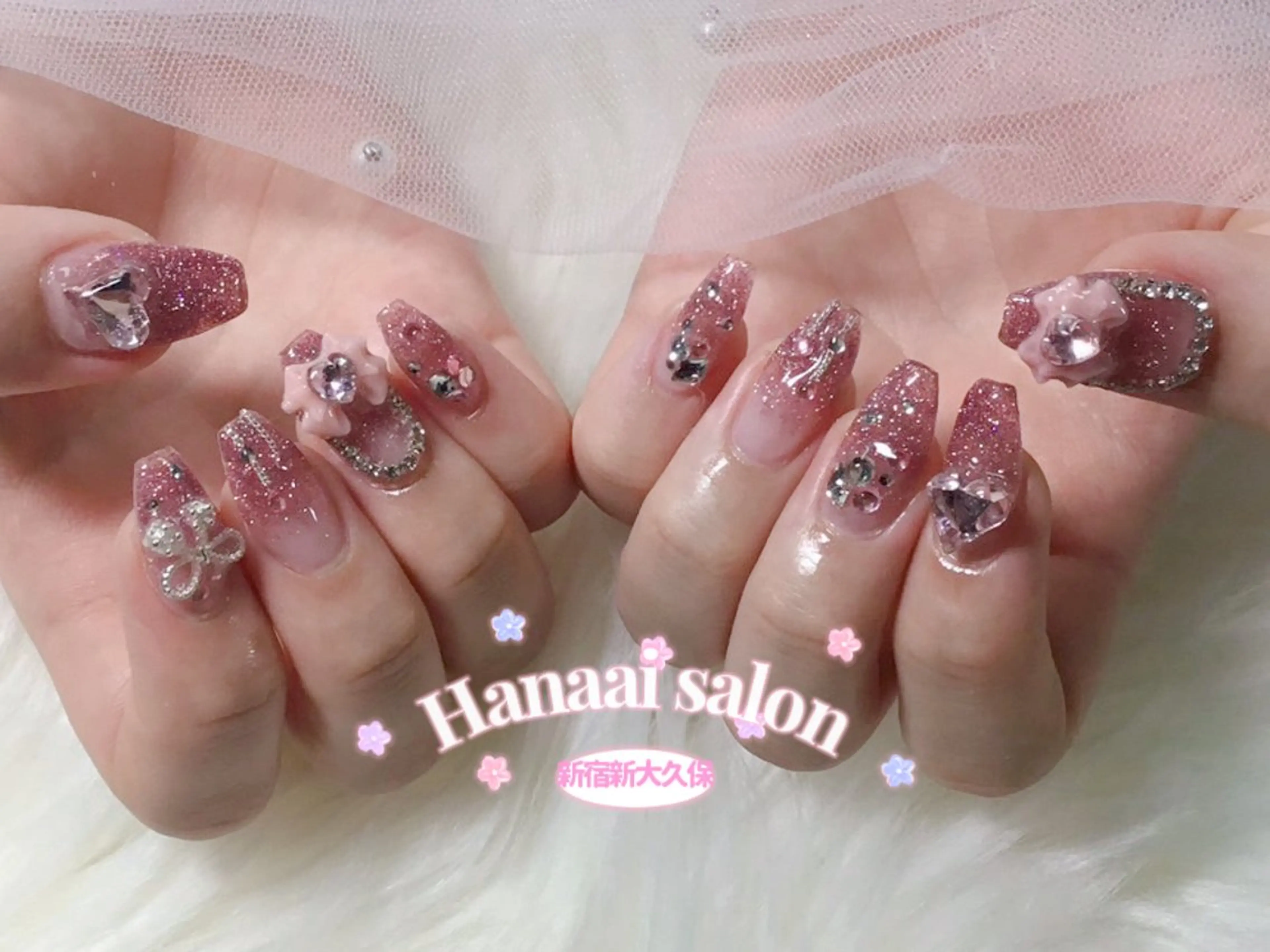 セミロング ハンドネイル Hanaai Salon新大久保店のネイルデザイン