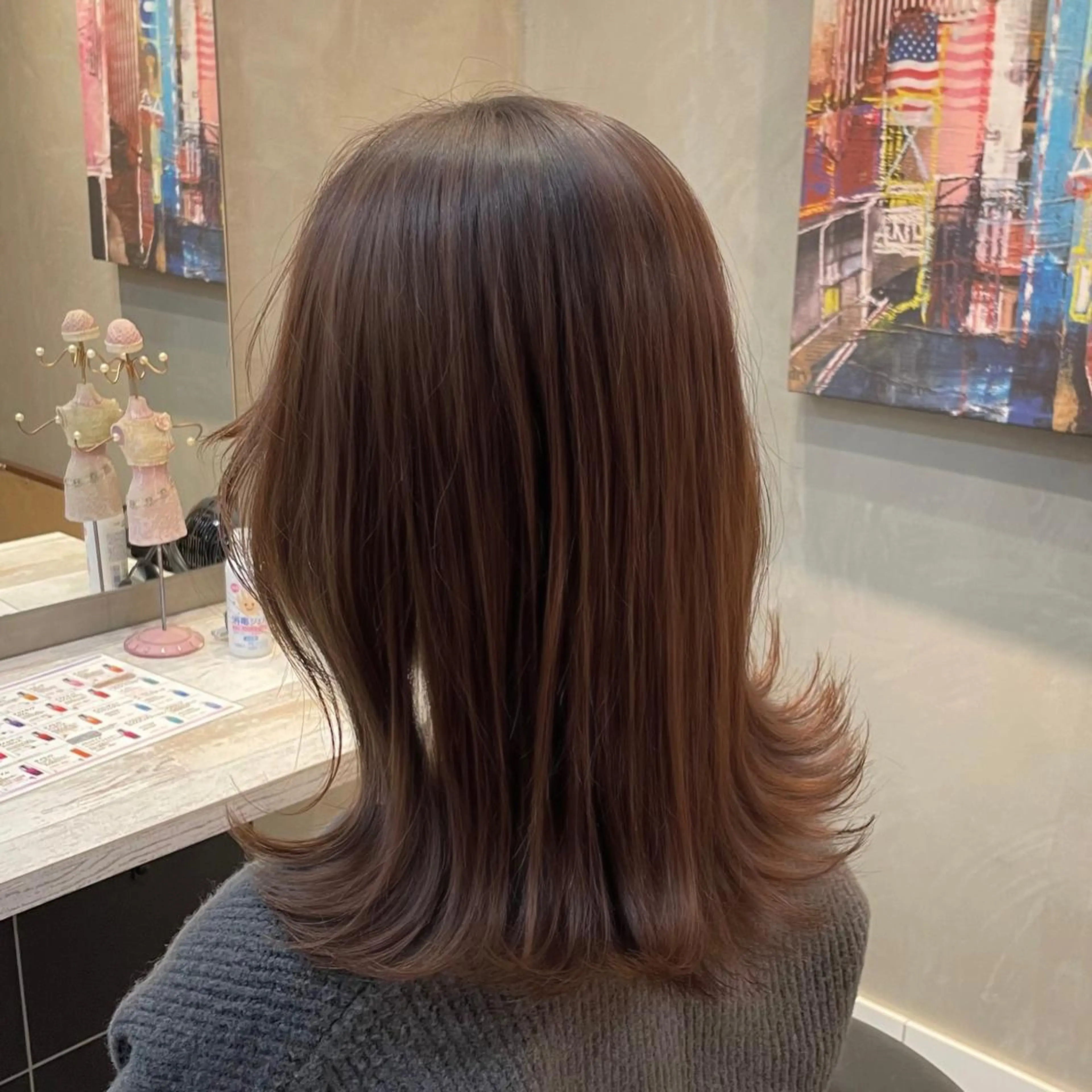 ミディアム カラー ヘアアレンジ ブラウンカラー 顔周りカット HARUKI MINATO Japan SENDAI所属・🌈【透明感・韓国 ヘア】がっきー🌈のヘアスタイル
