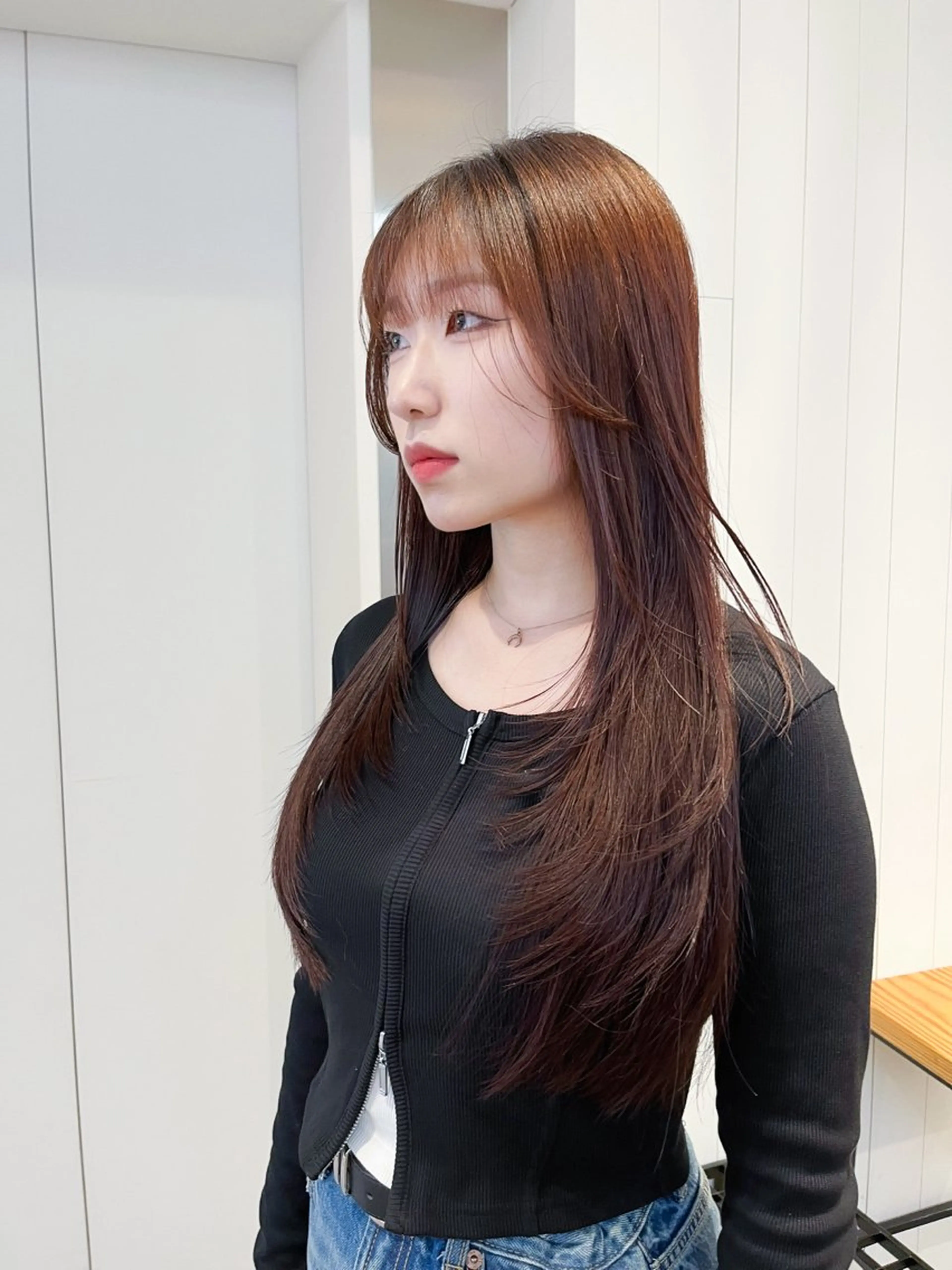 ロング 韓国風ヘア レイヤーカット stud.所属・髪質改善/韓国ヘア yunaのヘアスタイル