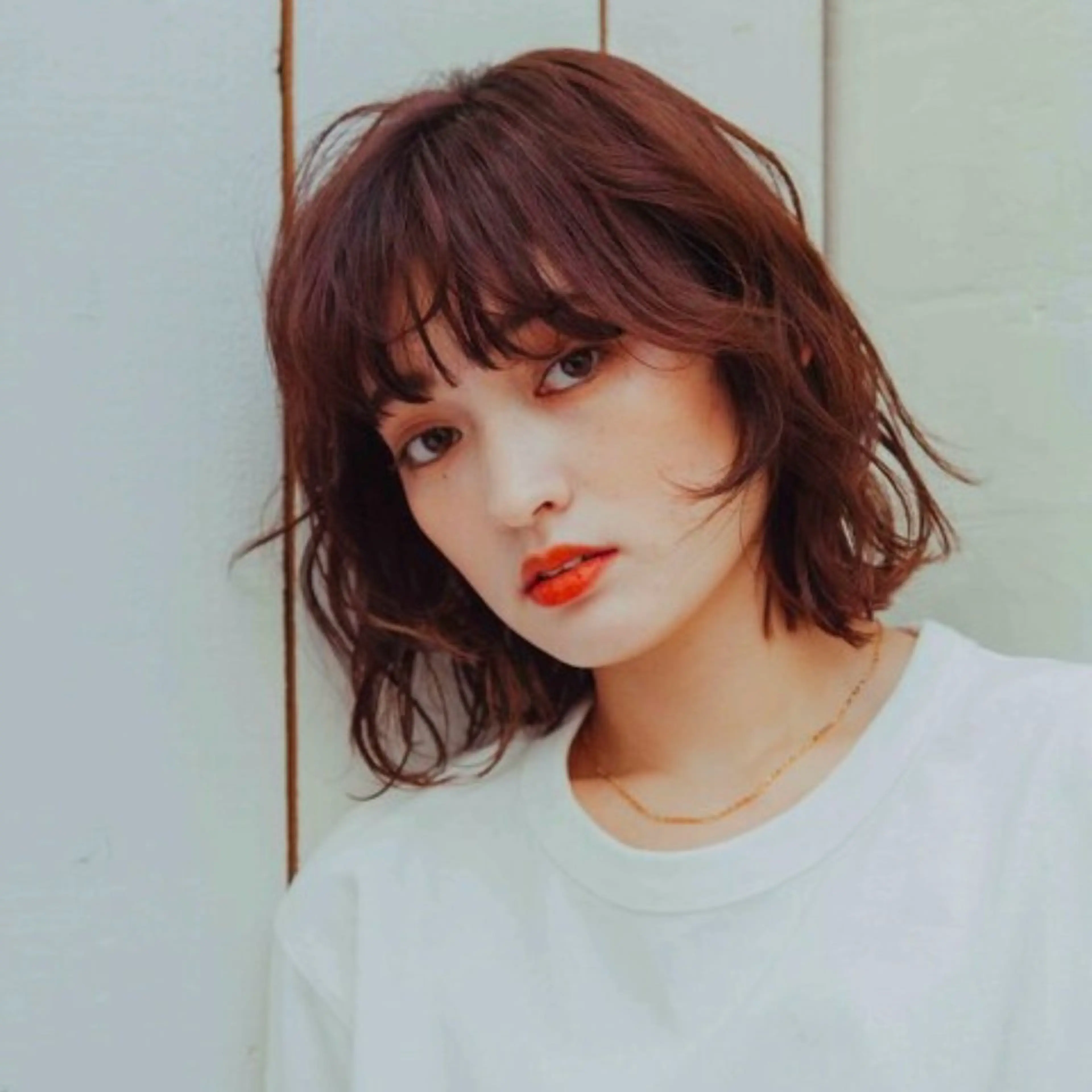 ミディアム カラー 似合わせショート/ ハイライト/我如古のヘアスタイル