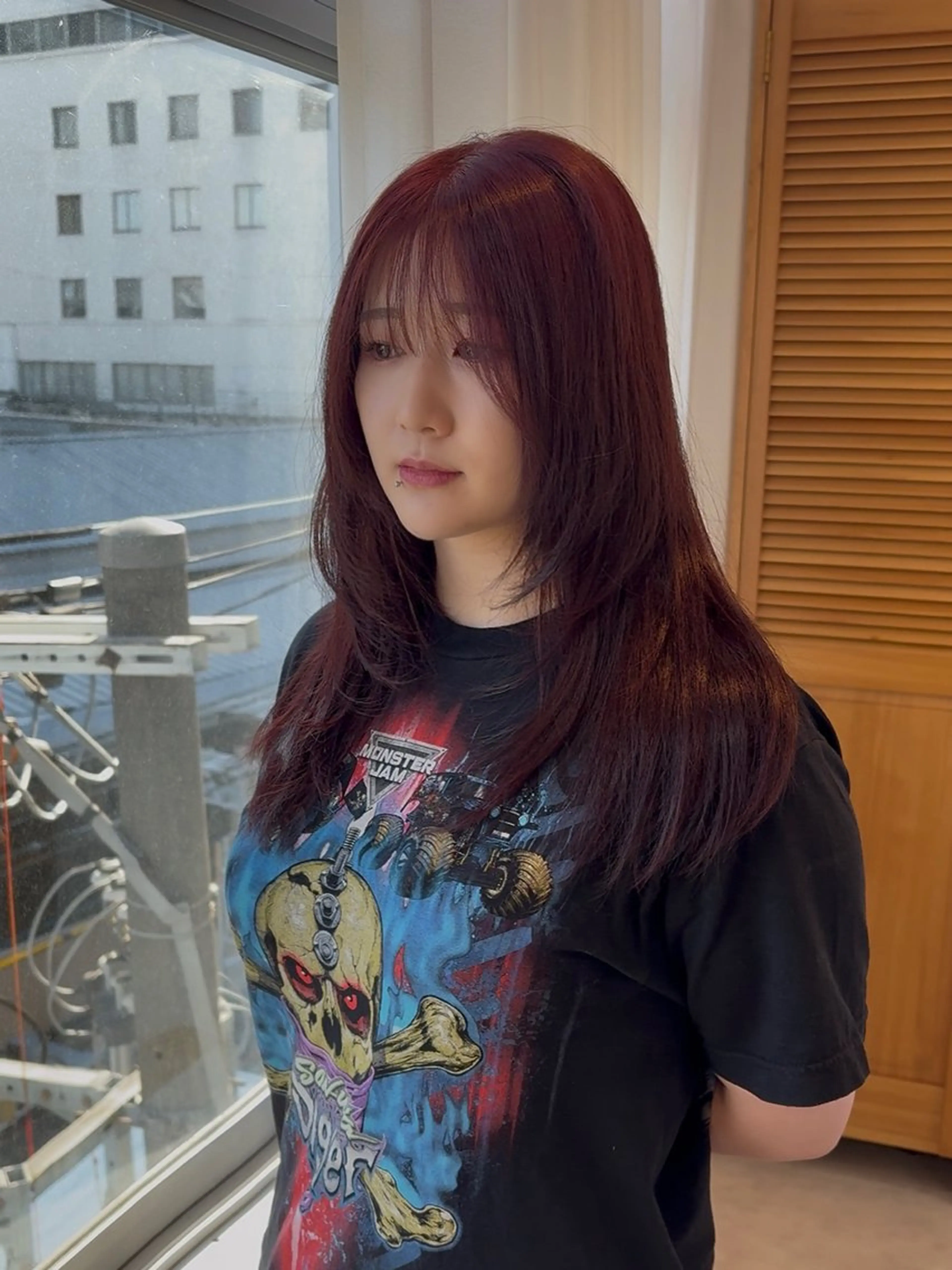 ミディアム ハッシュカット レイヤーカット カット ヘアカラー トリートメント ✨美髪矯正/レイヤー 髪質改善天王寺はやとのヘアスタイル