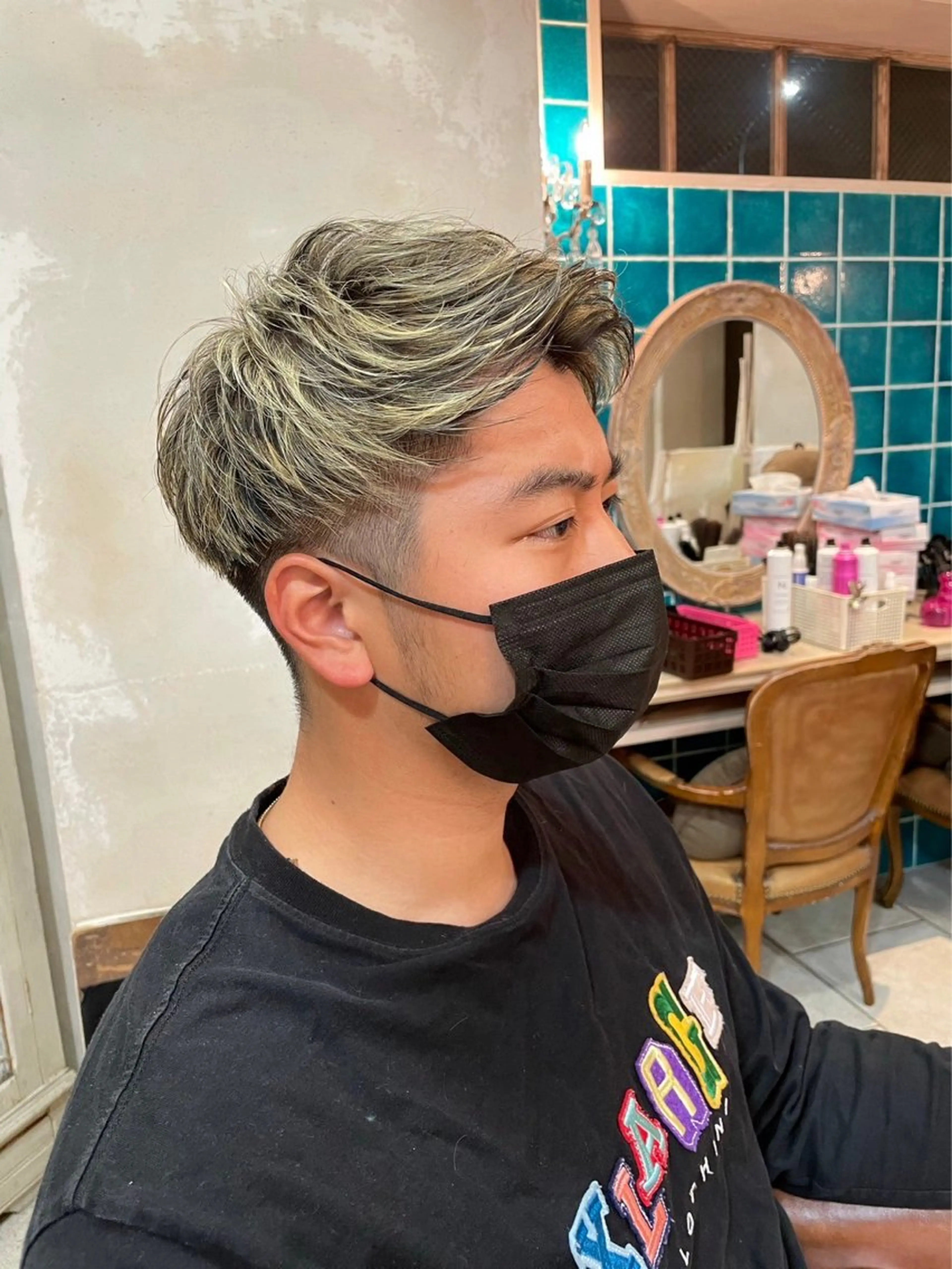 カラー メンズ アップバング メンズメッシュ メッシュ amie by afloat所属・レイヤーカット メンズヘア/伊藤　匠のヘアスタイル