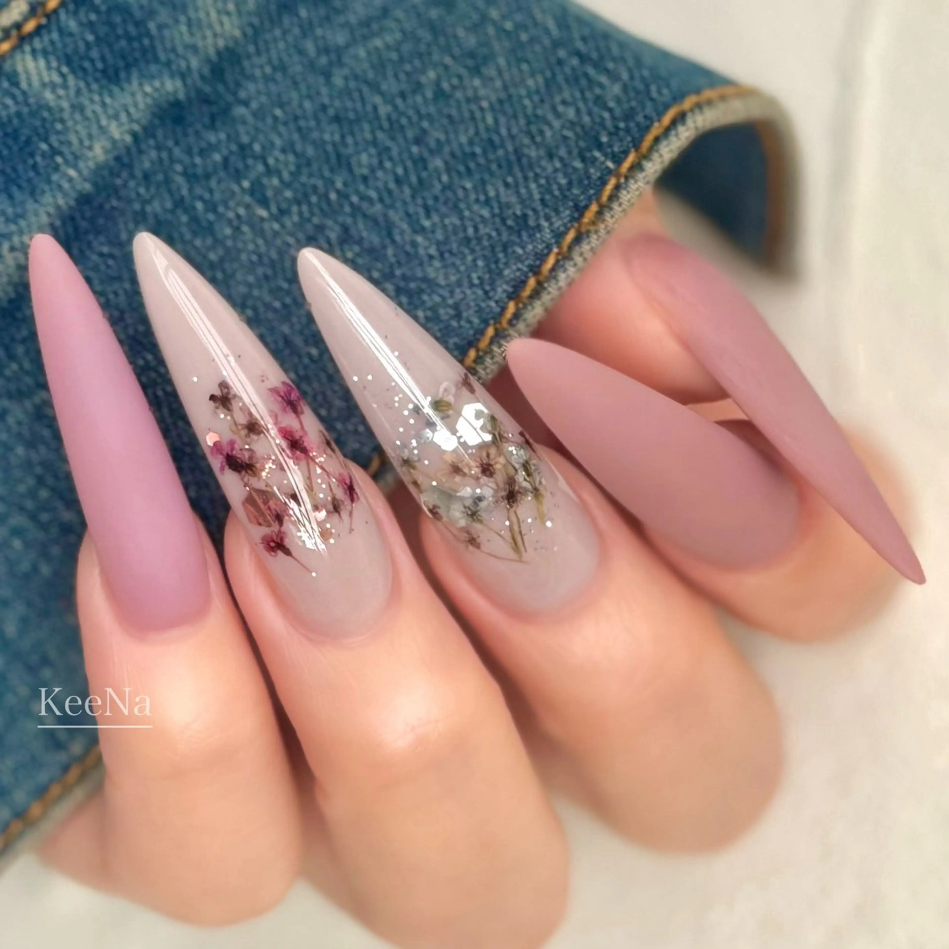 ネイル フラワーネイル ロングネイル スカルプネイル KeeNa キーナのネイルデザイン
