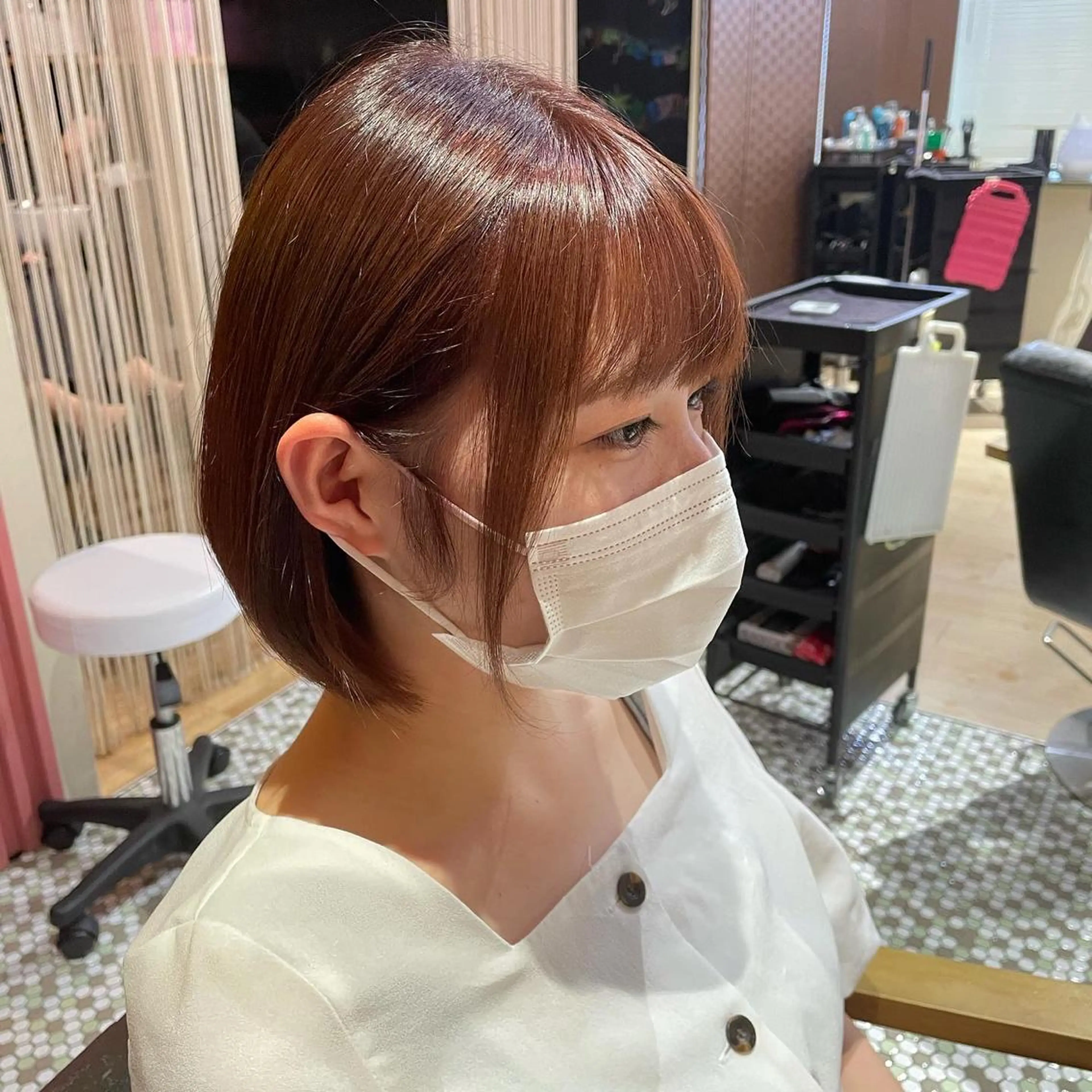 ショート カラー ショートボブ ブラウンカラー ピンクカラー ピンクブラウン ボブ ヘアカラー トリートメント シェアサロン〜糸ito〜所属・Hiro ヒロのヘアスタイル