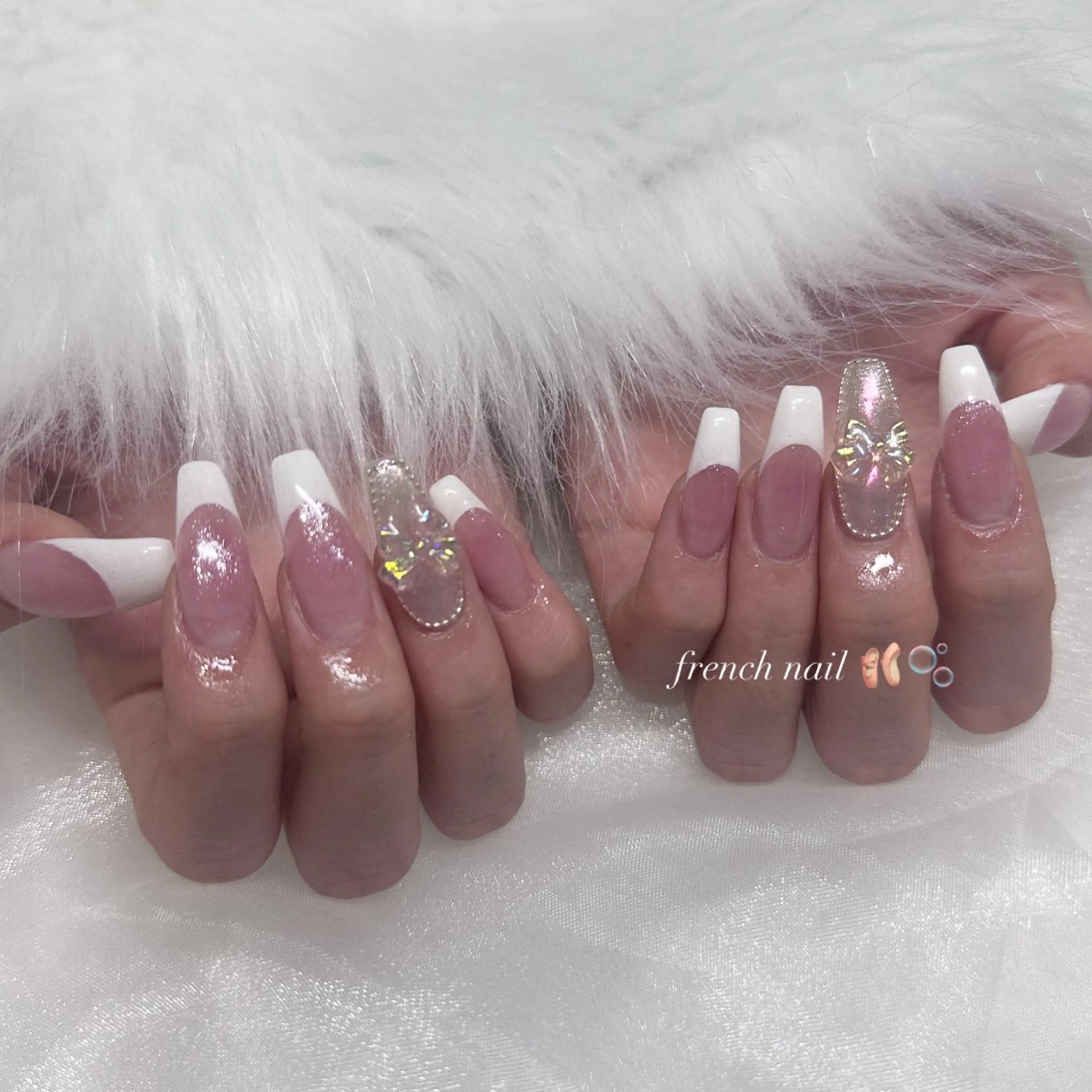 ネイル オーロラネイル チークネイル フレンチネイル キラキラネイル 韓国ネイル ume hairsalon所属・nono/ 熊取ﾈｲﾙｻﾛﾝのネイルデザイン