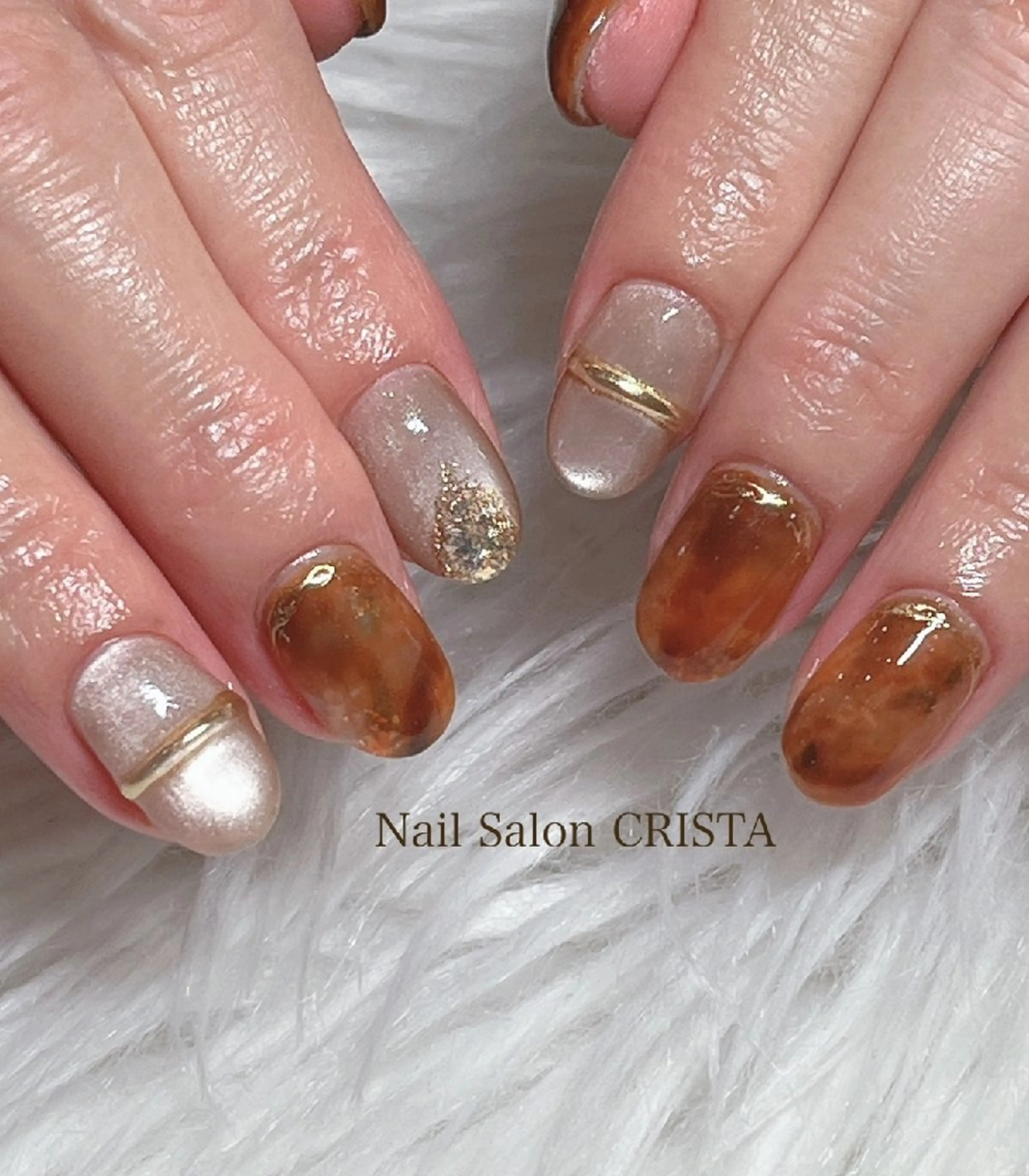 ネイル べっ甲ネイル ハンドネイル NaiI Salon CRISTAのネイルデザイン